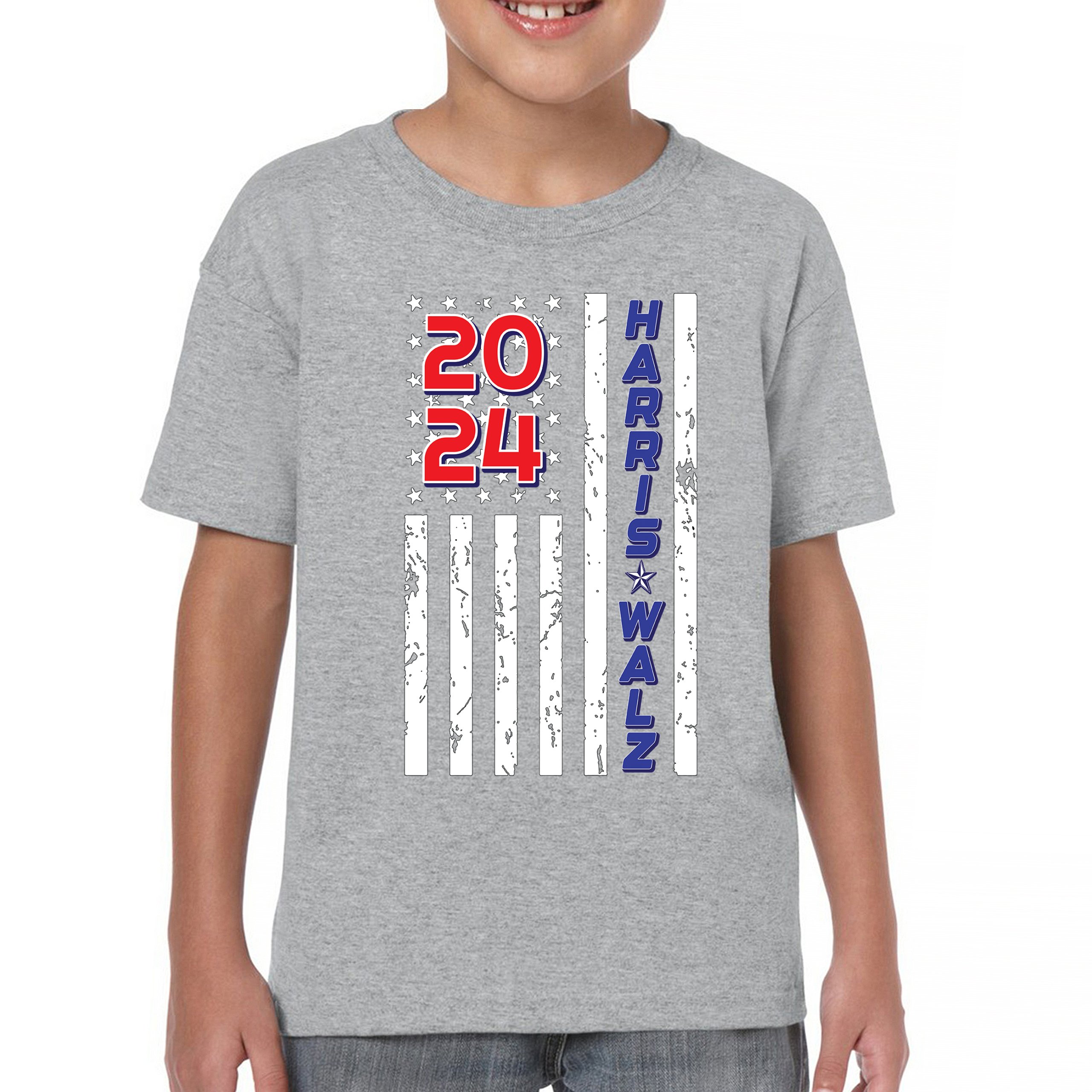 Harris Walz 2024 Flag Youth T-shirt Kamala President 47 I'm Speaking USA Kids - Picture 9 of 50