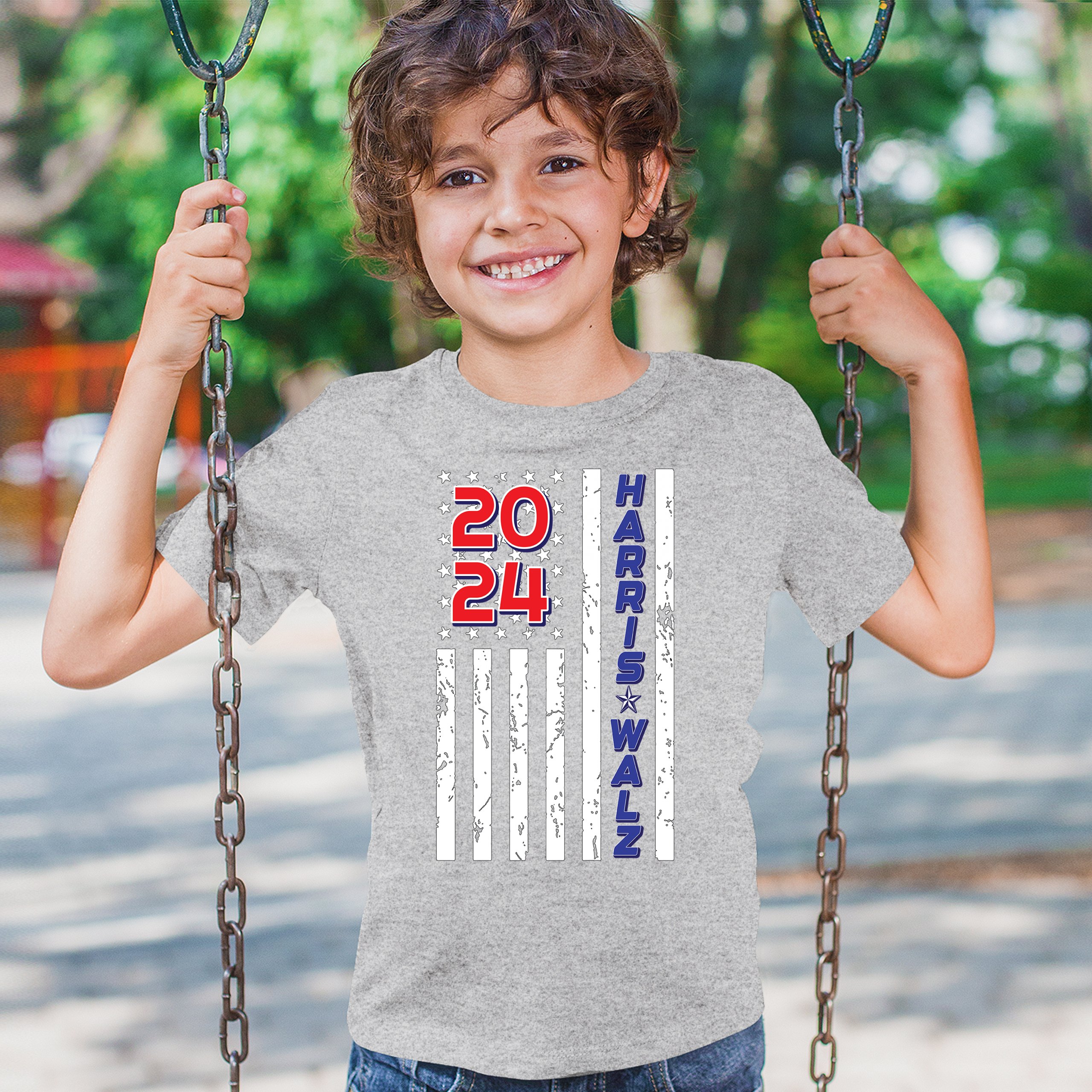Harris Walz 2024 Flag Youth T-shirt Kamala President 47 I'm Speaking USA Kids - Picture 12 of 50