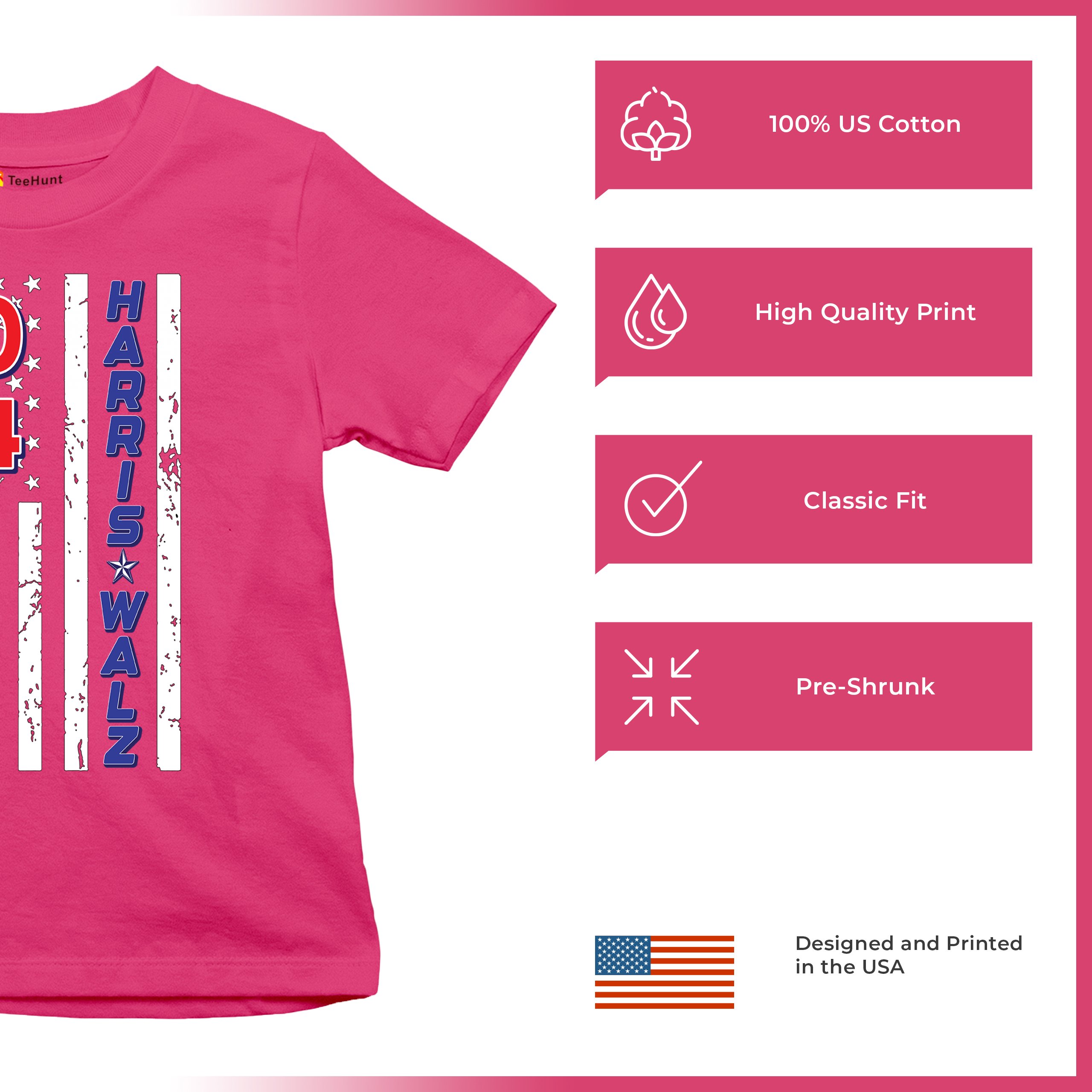 Harris Walz 2024 Flag Youth T-shirt Kamala President 47 I'm Speaking USA Kids - Picture 49 of 50