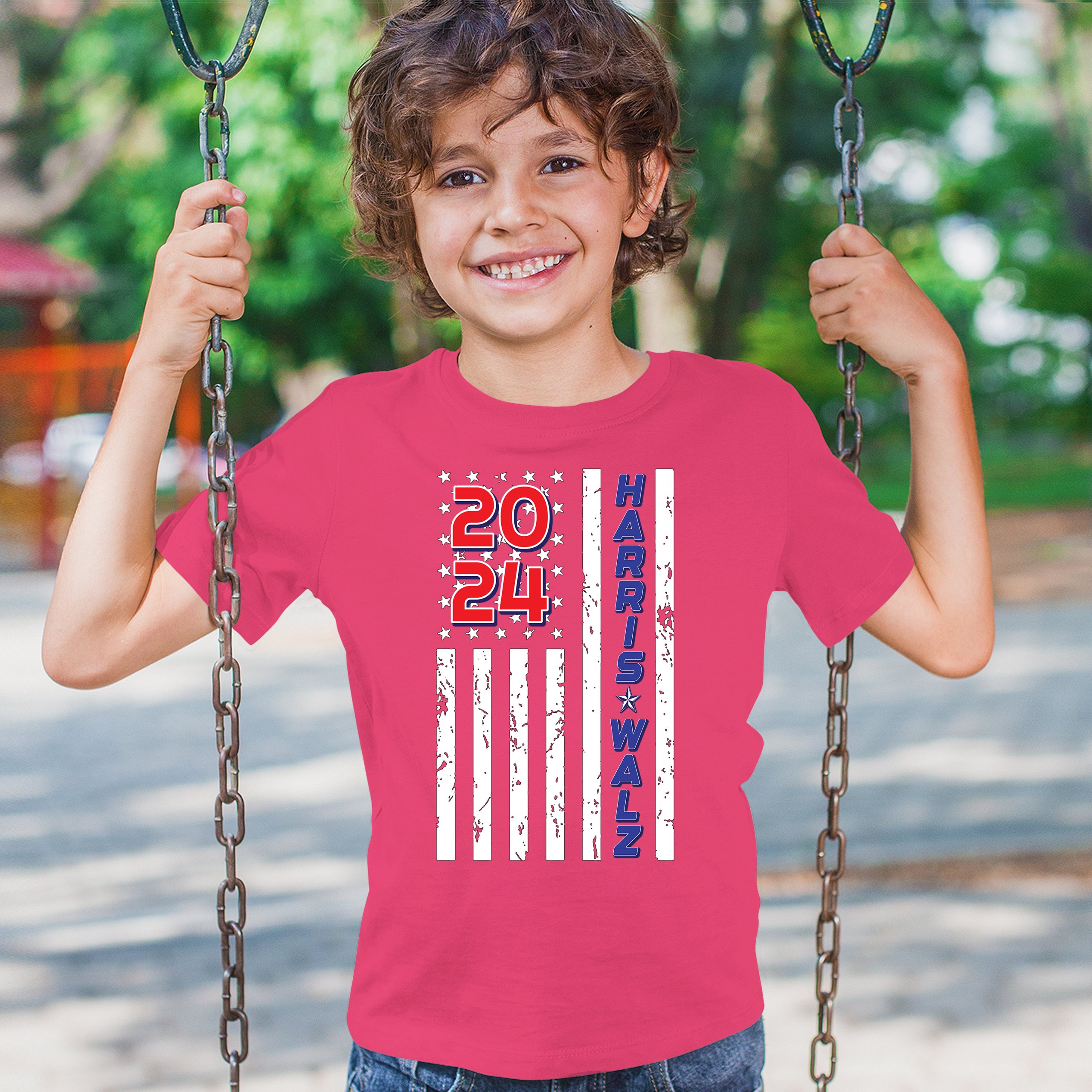 Harris Walz 2024 Flag Youth T-shirt Kamala President 47 I'm Speaking USA Kids - Picture 47 of 50