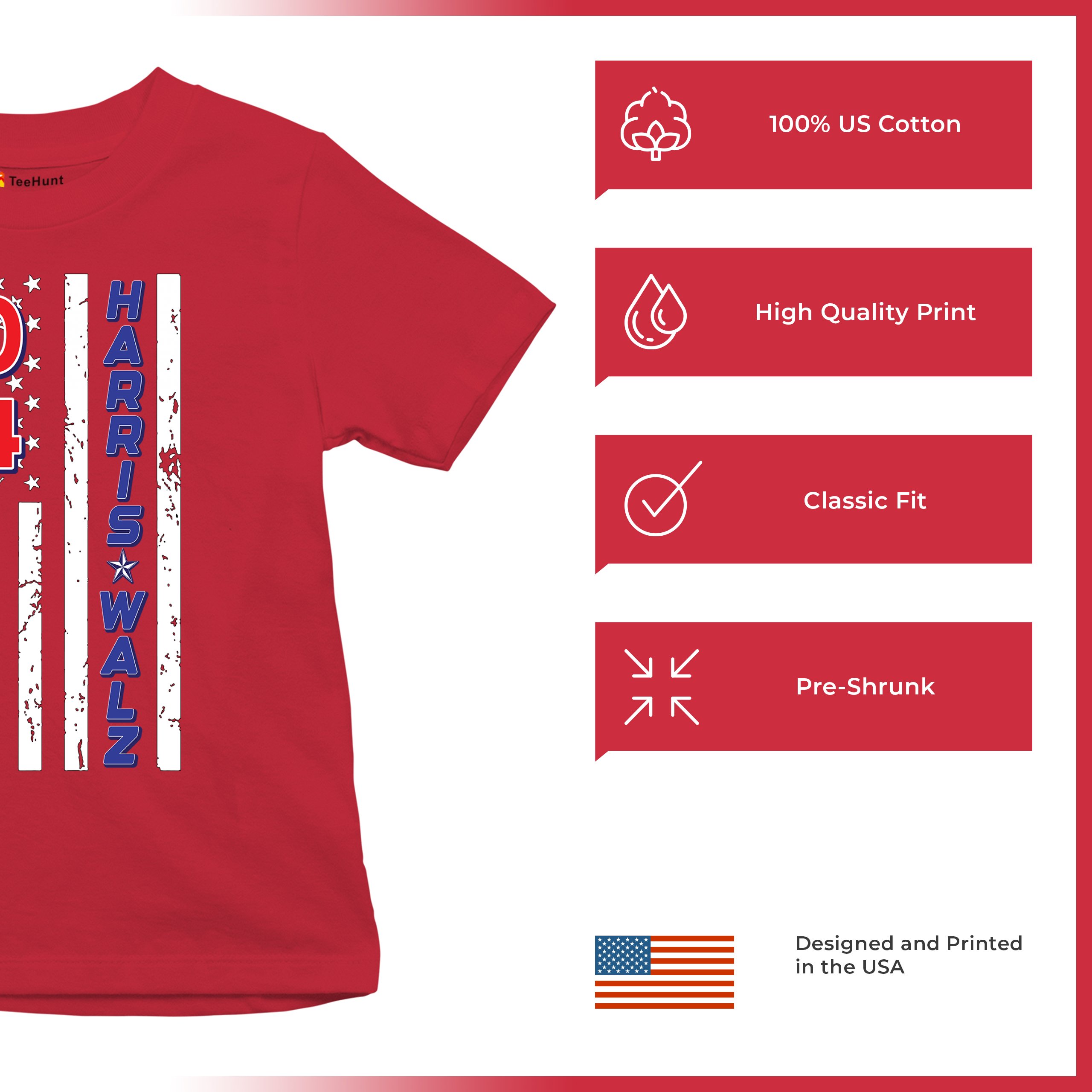 Harris Walz 2024 Flag Youth T-shirt Kamala President 47 I'm Speaking USA Kids - Picture 21 of 50