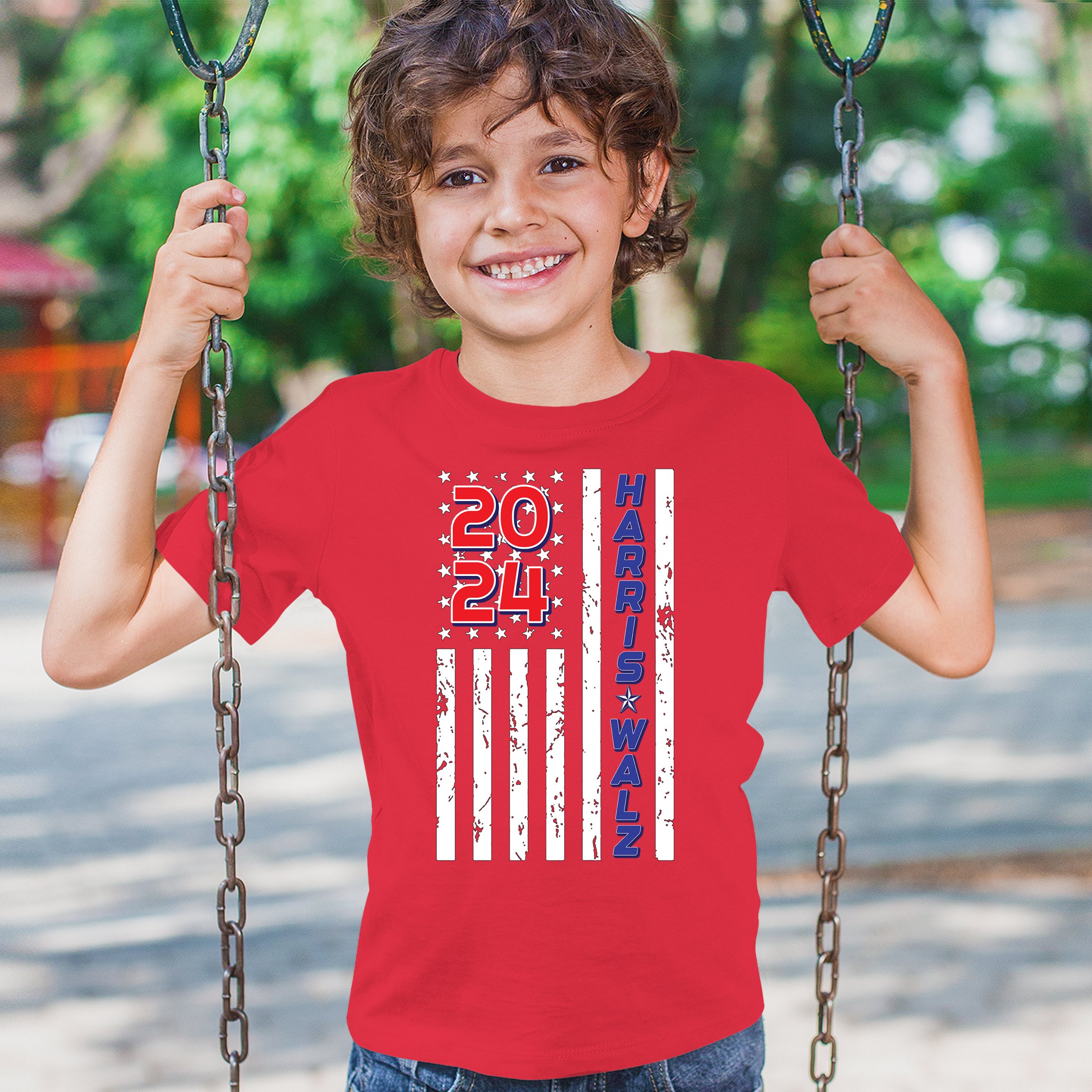 Harris Walz 2024 Flag Youth T-shirt Kamala President 47 I'm Speaking USA Kids - Picture 19 of 50