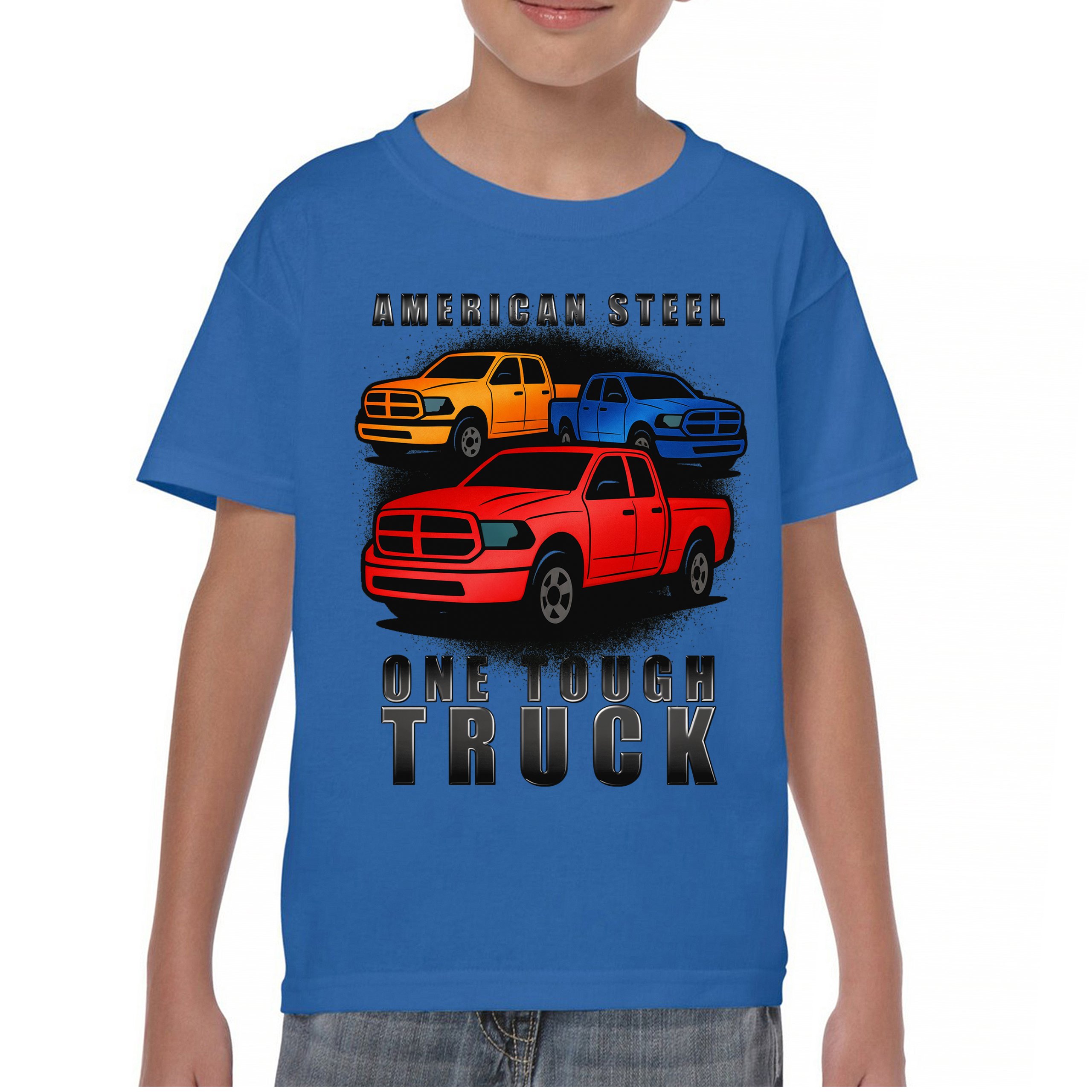 American Steel Tough Truck Youth T-shirt Offroad Pickup 4x4 USA Rugged Kids - Picture 37 of 50
