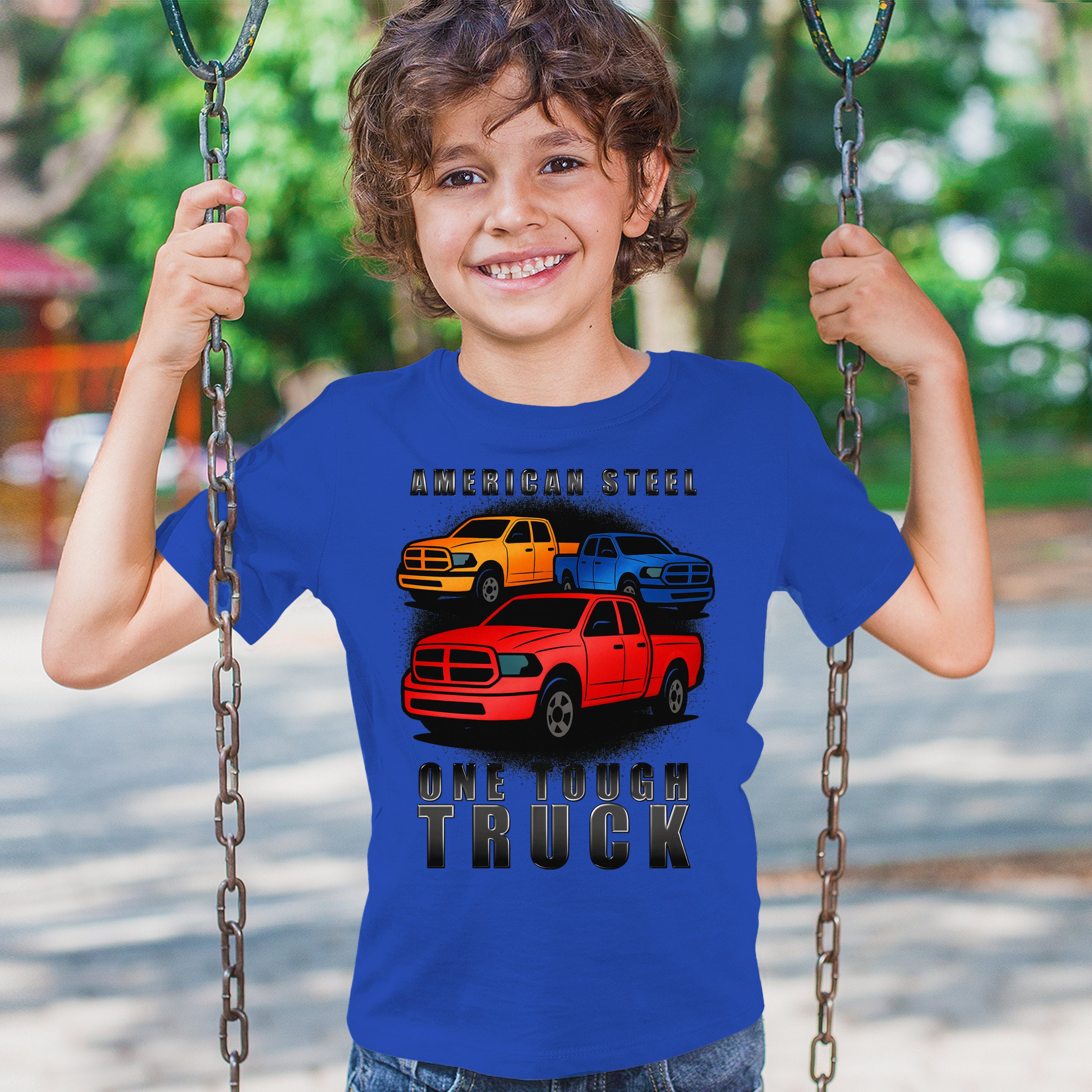 American Steel Tough Truck Youth T-shirt Offroad Pickup 4x4 USA Rugged Kids - Picture 40 of 50