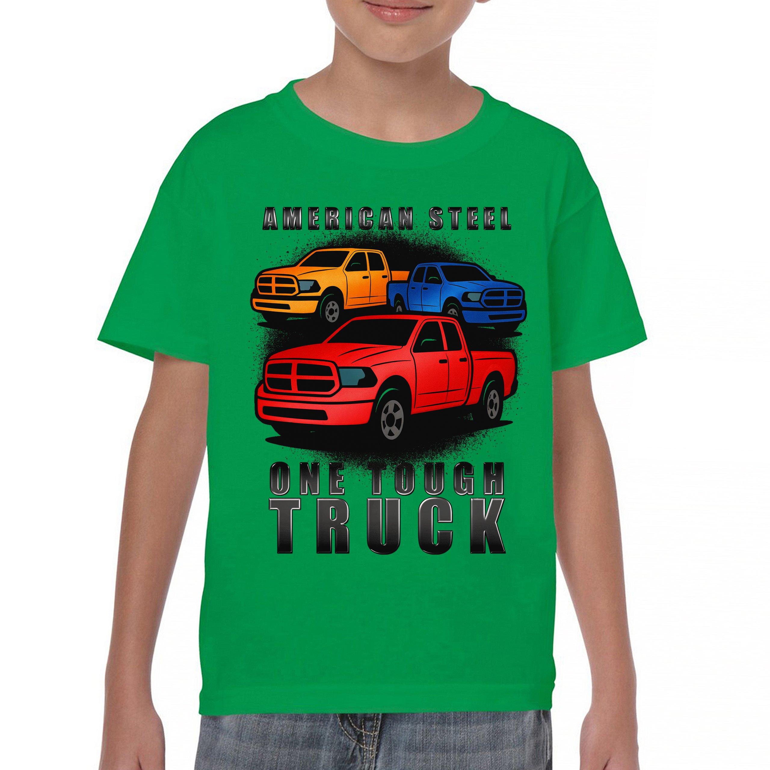 American Steel Tough Truck Youth T-shirt Offroad Pickup 4x4 USA Rugged Kids - Picture 30 of 50