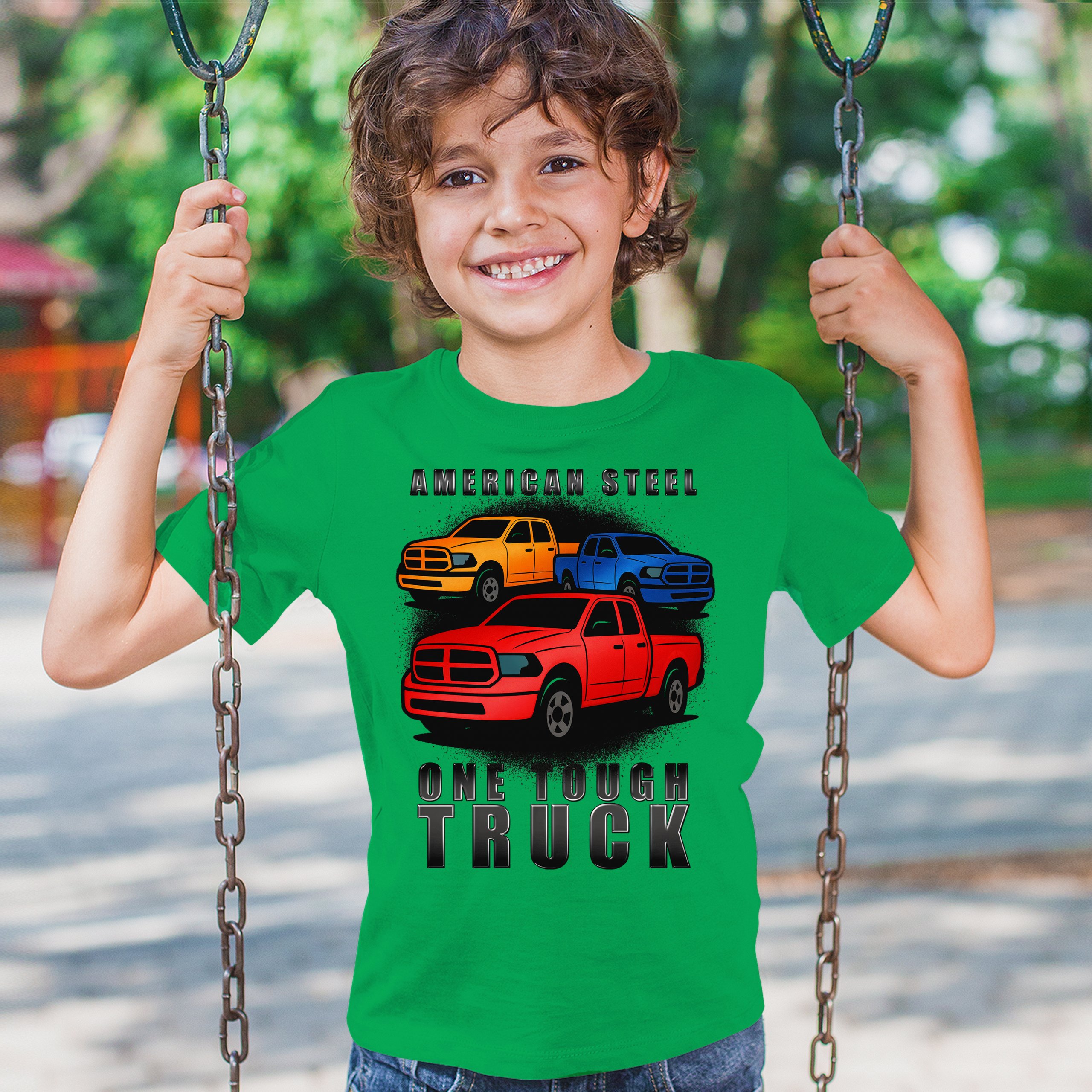 American Steel Tough Truck Youth T-shirt Offroad Pickup 4x4 USA Rugged Kids - Picture 33 of 50