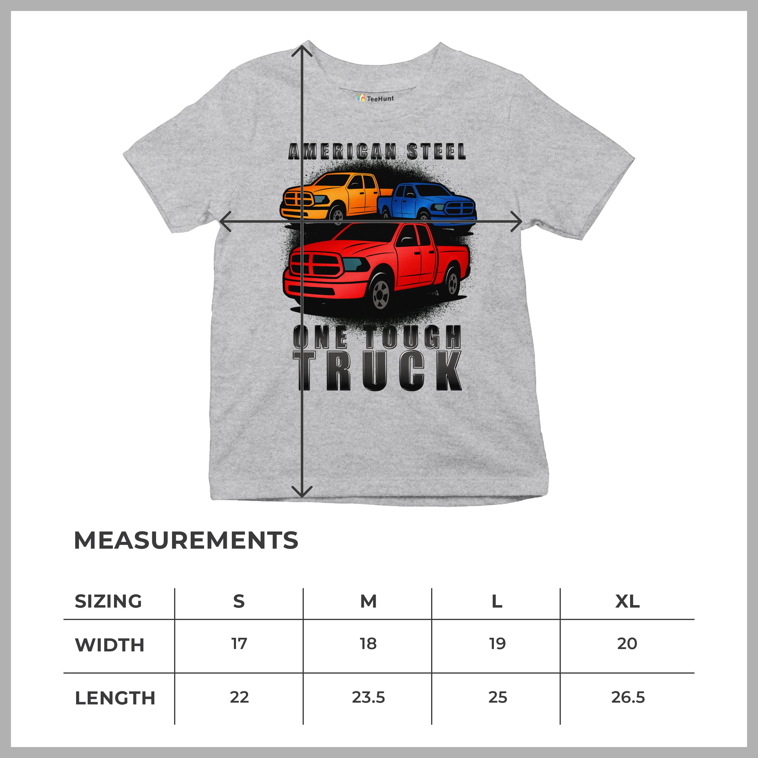 American Steel Tough Truck Youth T-shirt Offroad Pickup 4x4 USA Rugged Kids - Picture 15 of 50