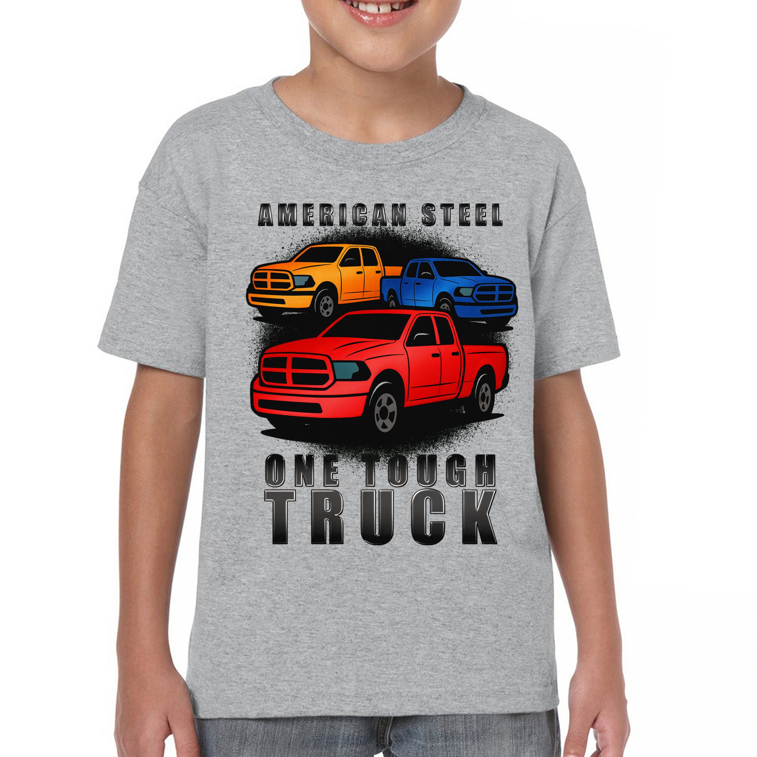 American Steel Tough Truck Youth T-shirt Offroad Pickup 4x4 USA Rugged Kids - Picture 9 of 50