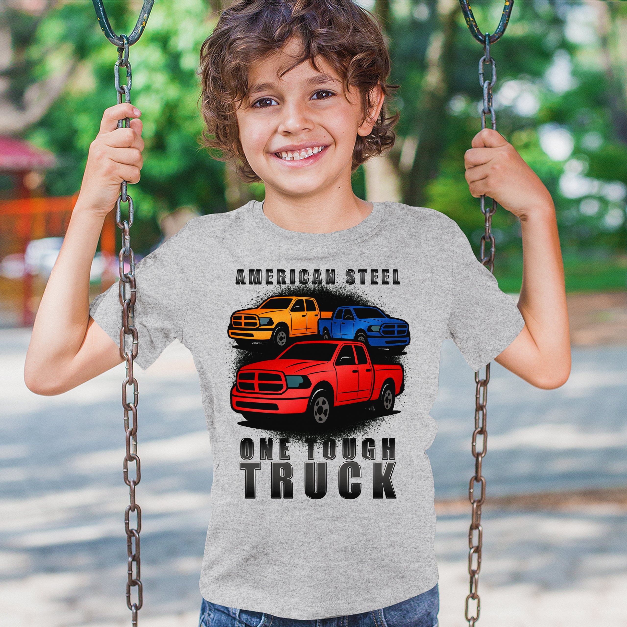 American Steel Tough Truck Youth T-shirt Offroad Pickup 4x4 USA Rugged Kids - Picture 12 of 50