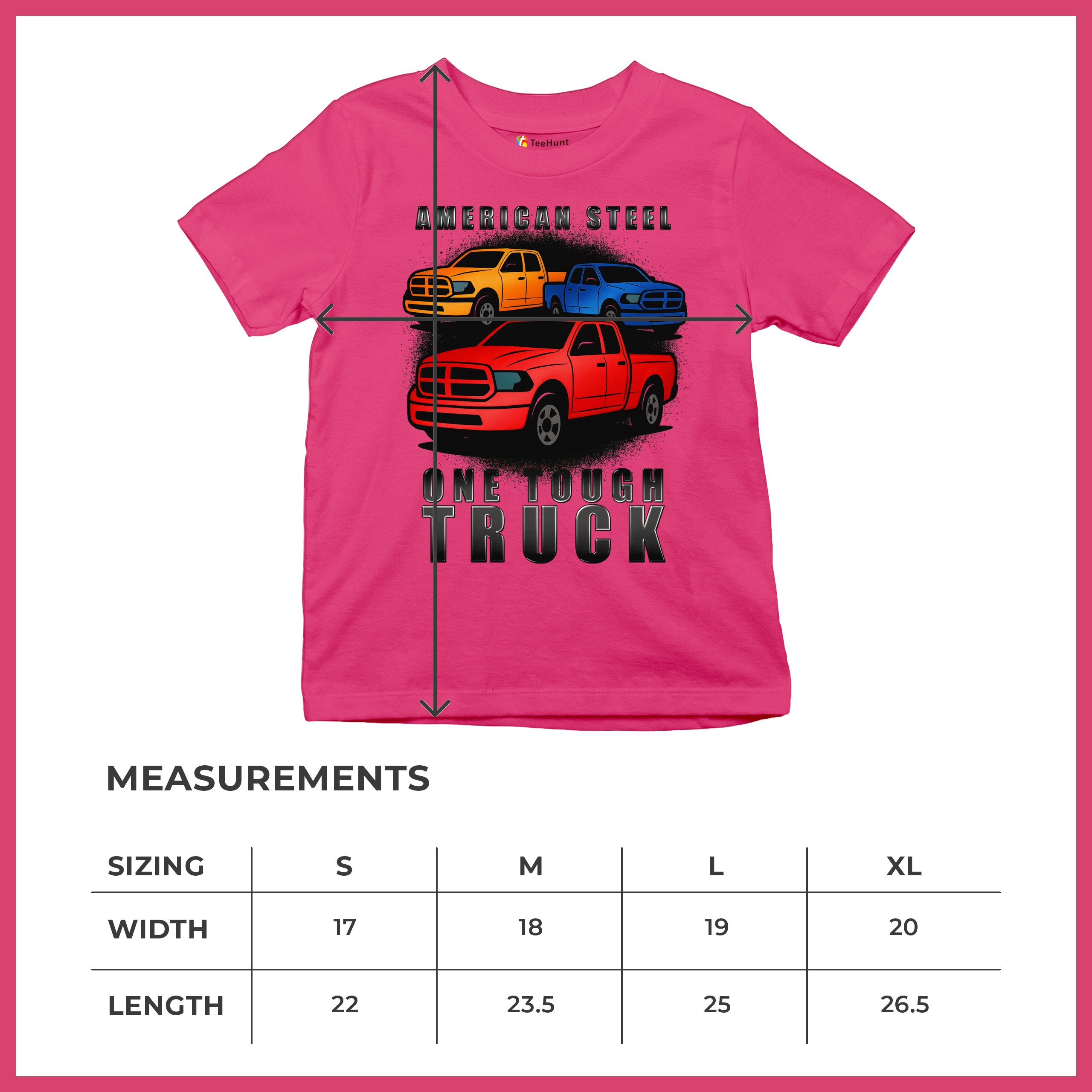 American Steel Tough Truck Youth T-shirt Offroad Pickup 4x4 USA Rugged Kids - Picture 50 of 50