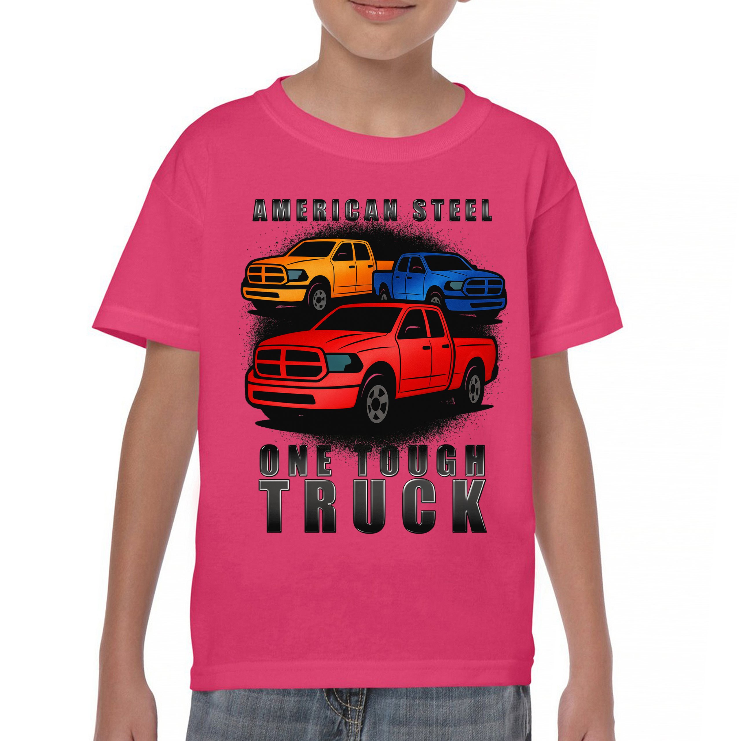 American Steel Tough Truck Youth T-shirt Offroad Pickup 4x4 USA Rugged Kids - Picture 44 of 50