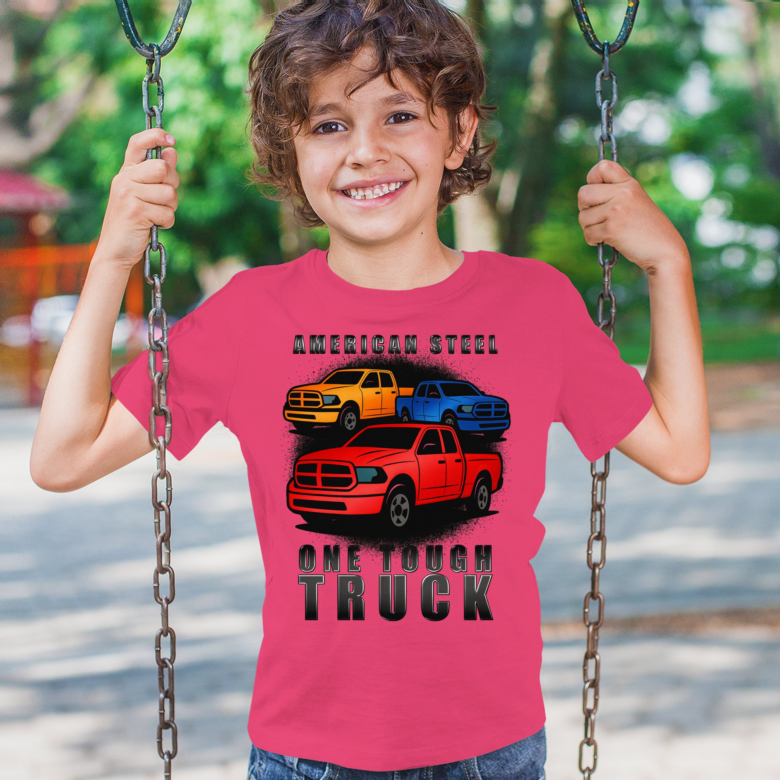 American Steel Tough Truck Youth T-shirt Offroad Pickup 4x4 USA Rugged Kids - Picture 47 of 50