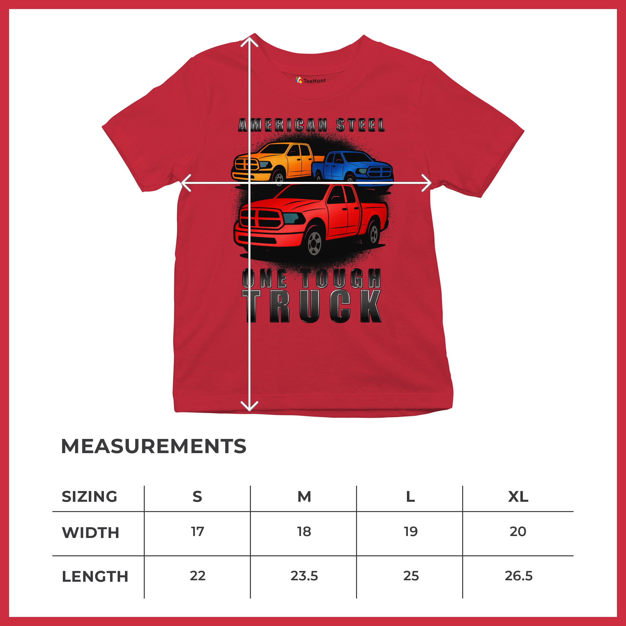 American Steel Tough Truck Youth T-shirt Offroad Pickup 4x4 USA Rugged Kids - Picture 22 of 50