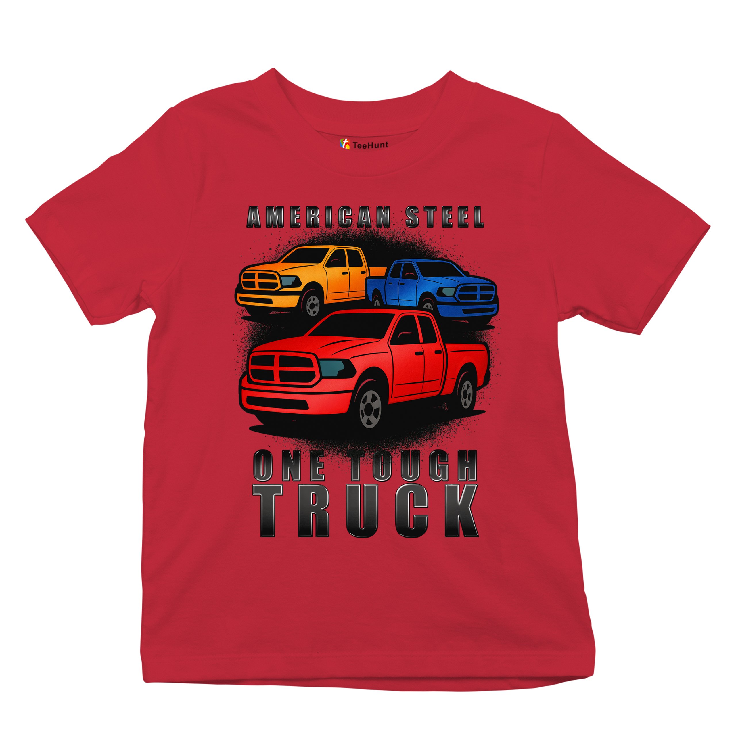 American Steel Tough Truck Youth T-shirt Offroad Pickup 4x4 USA Rugged Kids - Picture 20 of 50