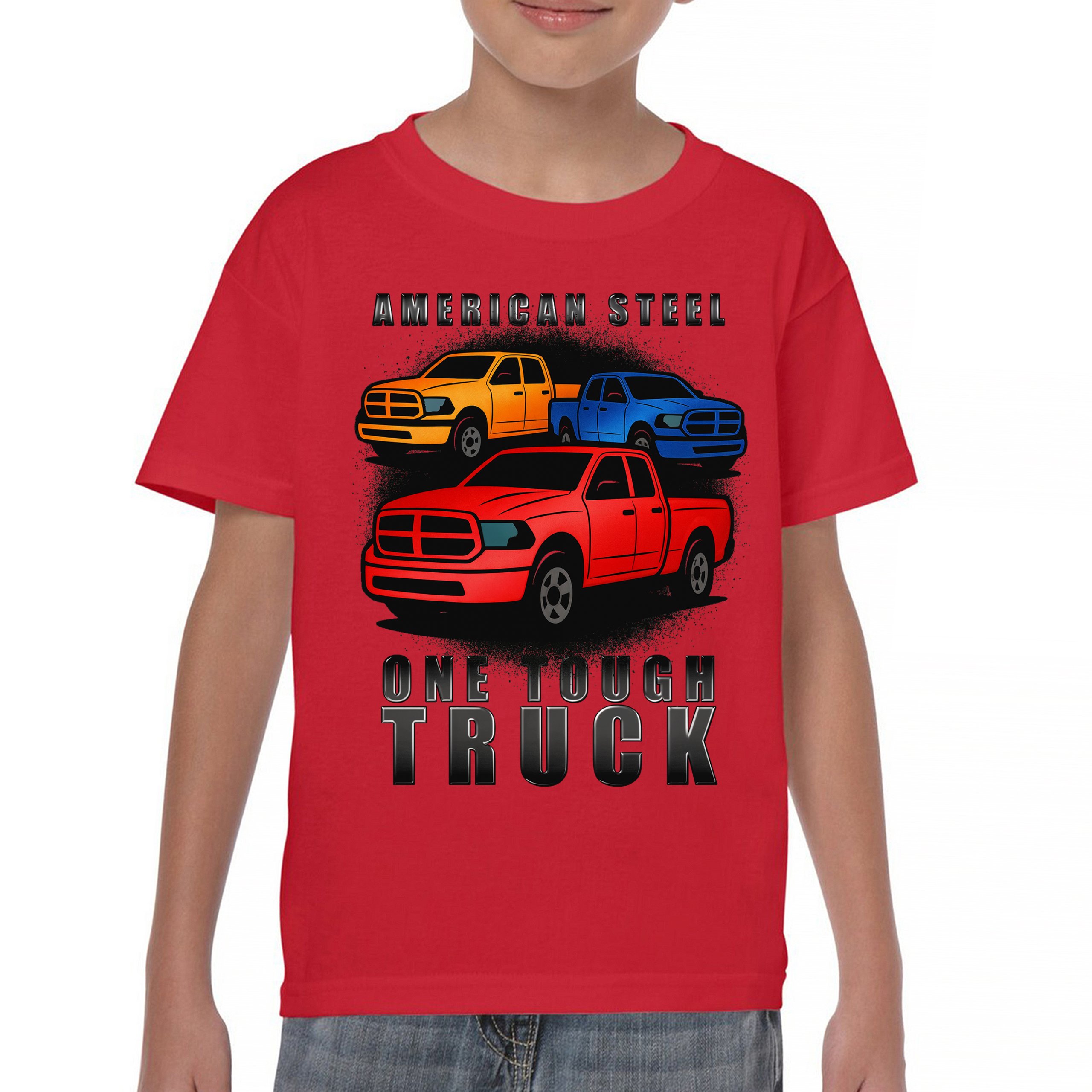 American Steel Tough Truck Youth T-shirt Offroad Pickup 4x4 USA Rugged Kids - Picture 16 of 50