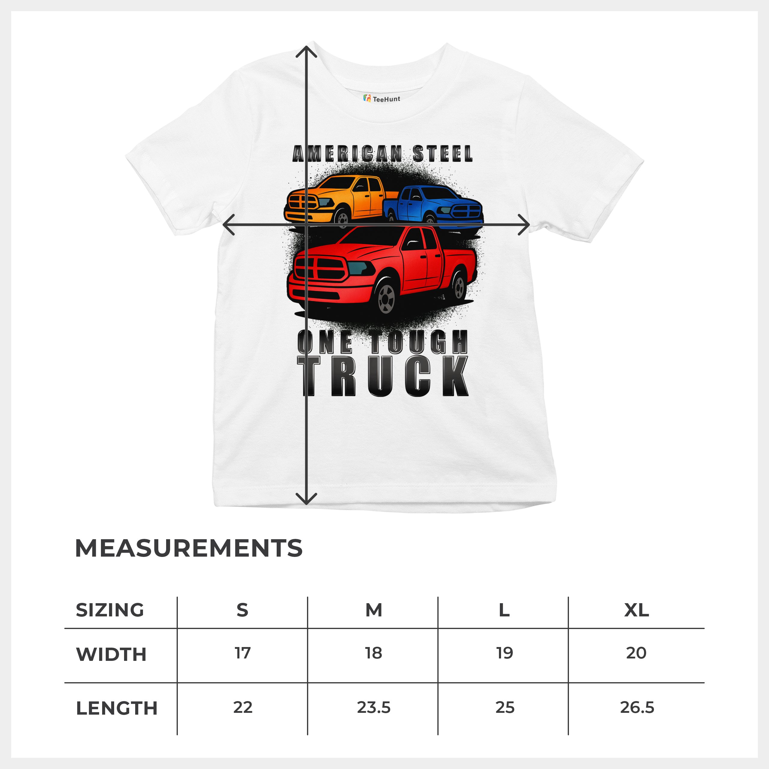 American Steel Tough Truck Youth T-shirt Offroad Pickup 4x4 USA Rugged Kids - Picture 29 of 50