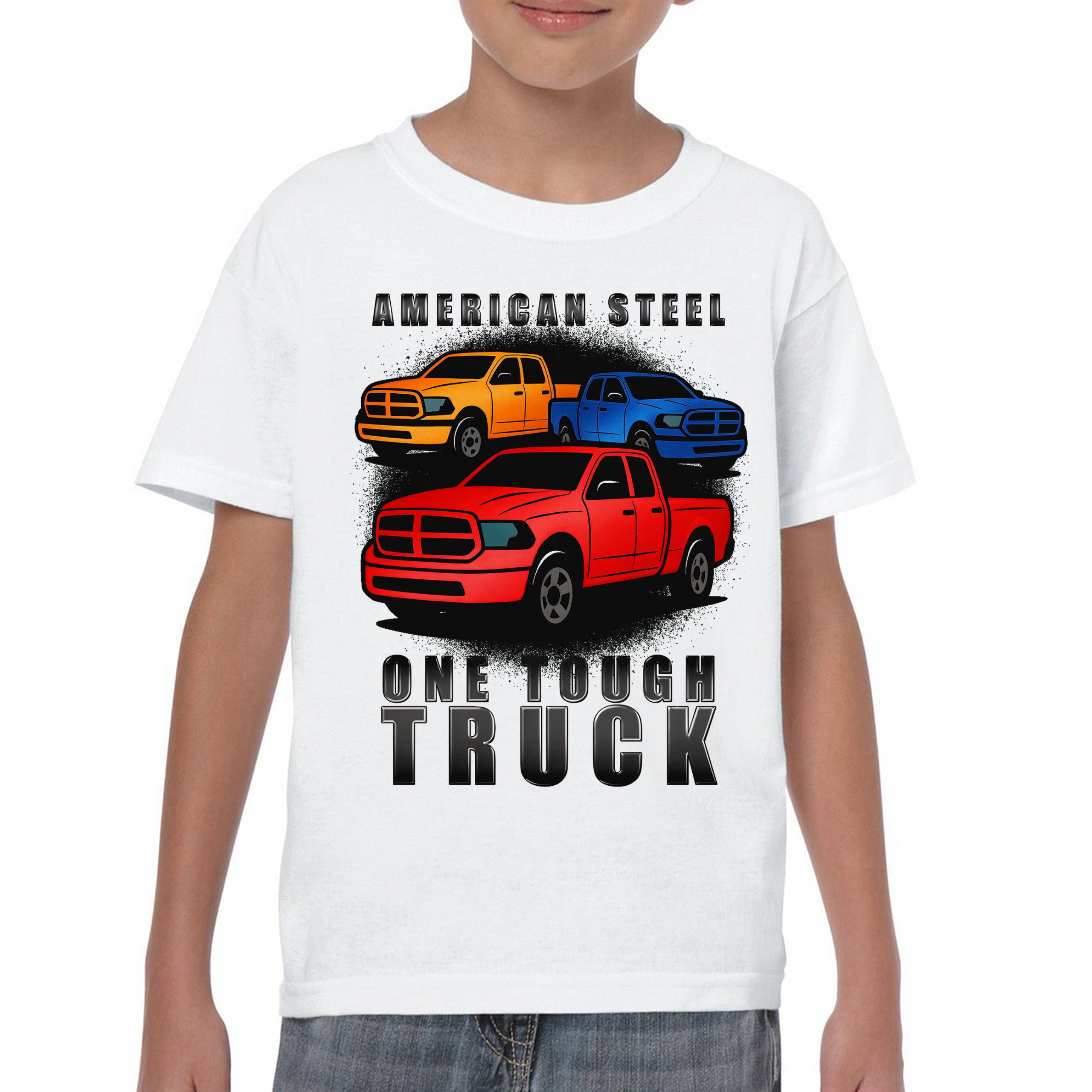 American Steel Tough Truck Youth T-shirt Offroad Pickup 4x4 USA Rugged Kids - Picture 23 of 50