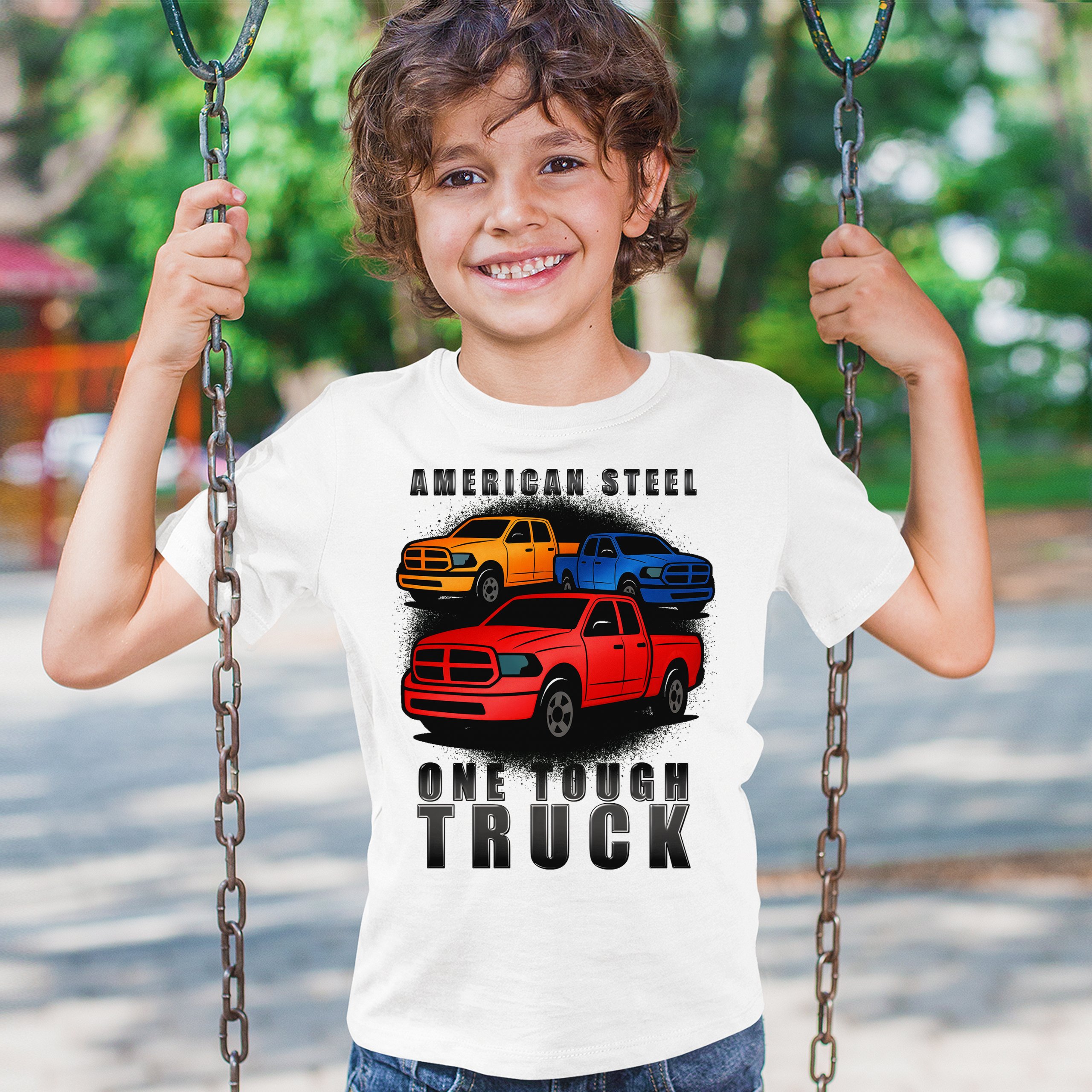 American Steel Tough Truck Youth T-shirt Offroad Pickup 4x4 USA Rugged Kids - Picture 26 of 50