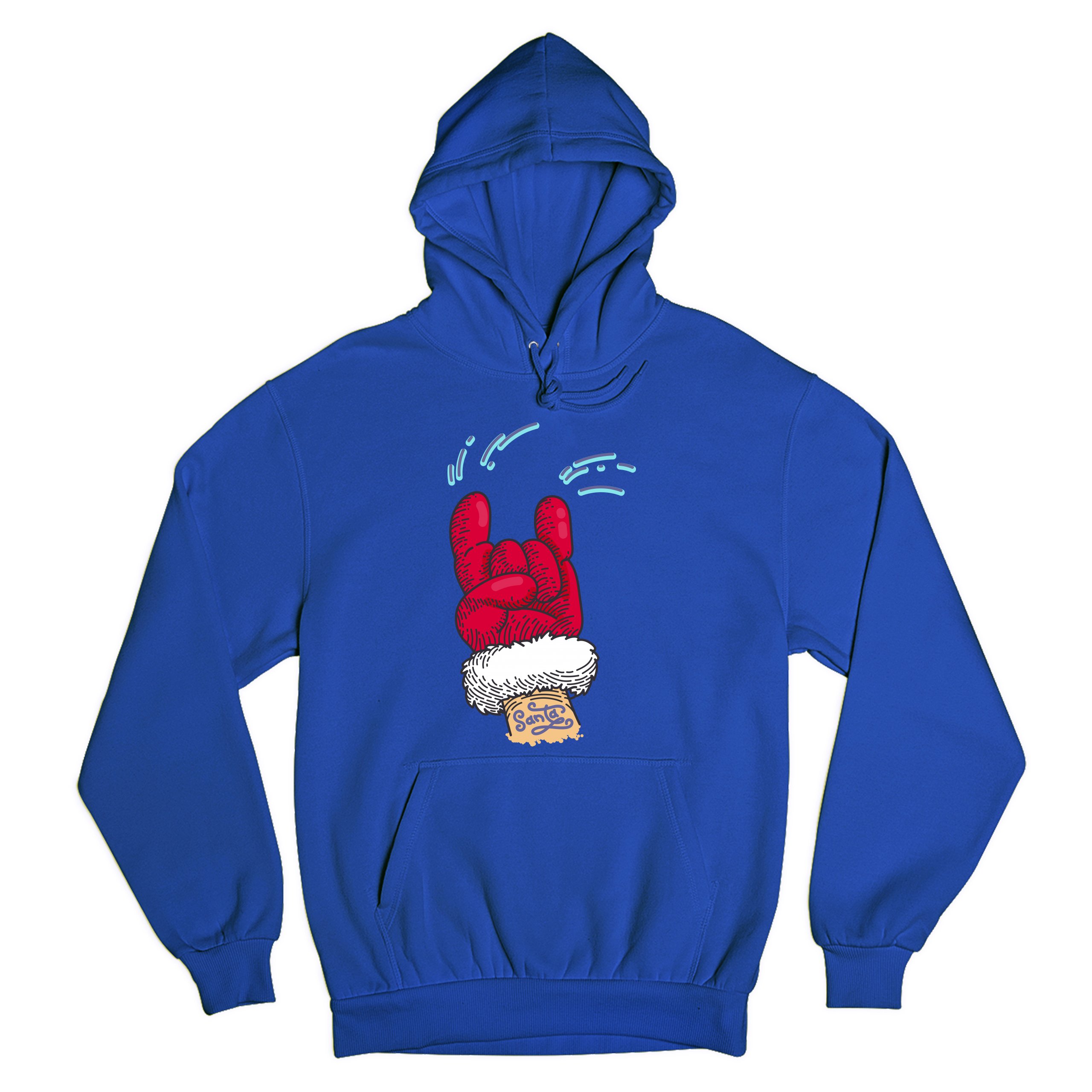 Santa Claus Rock Horns Sweatshirt Merry Christmas Xmas Holiday Spirit Hoodie - Picture 32 of 41
