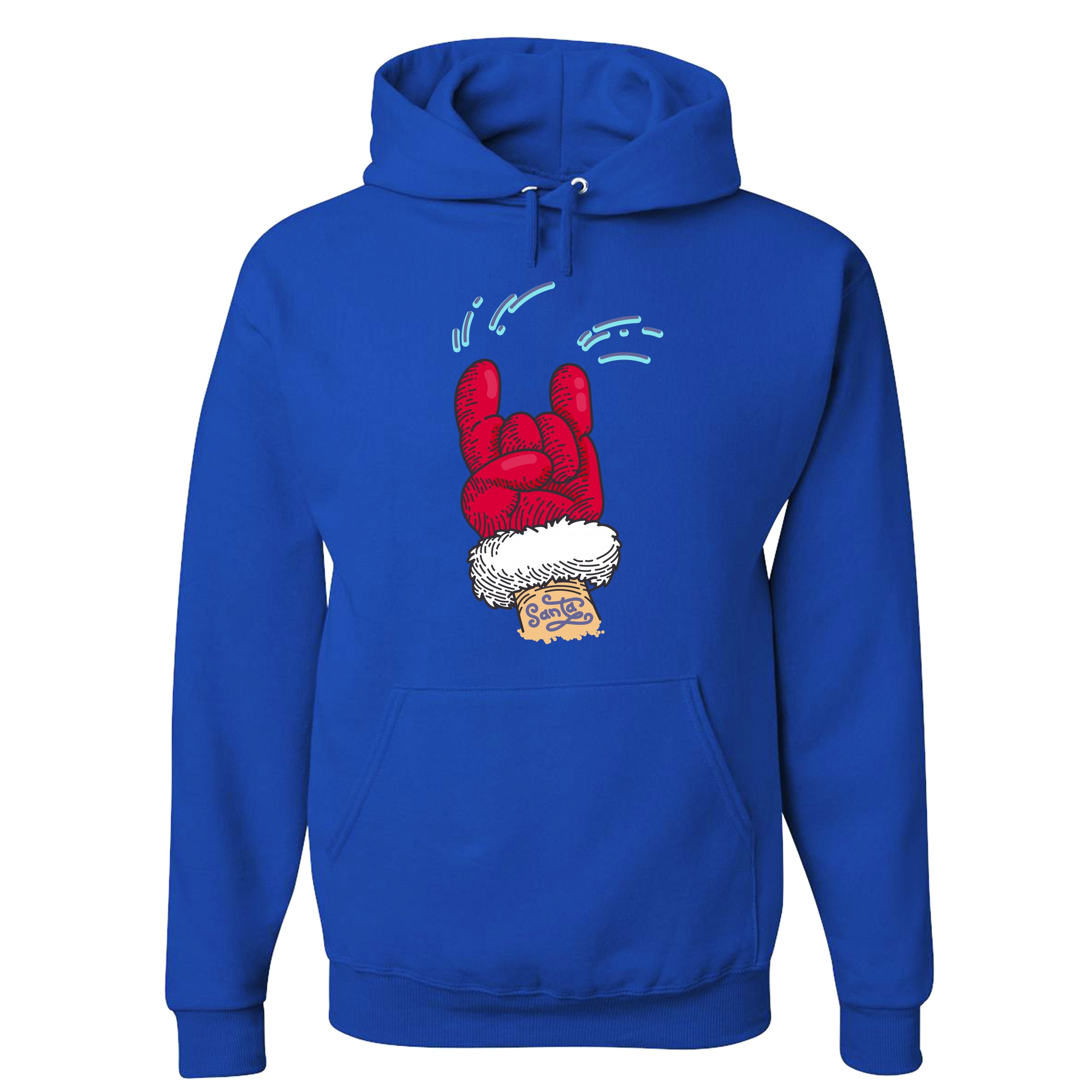 Santa Claus Rock Horns Sweatshirt Merry Christmas Xmas Holiday Spirit Hoodie - Picture 33 of 41