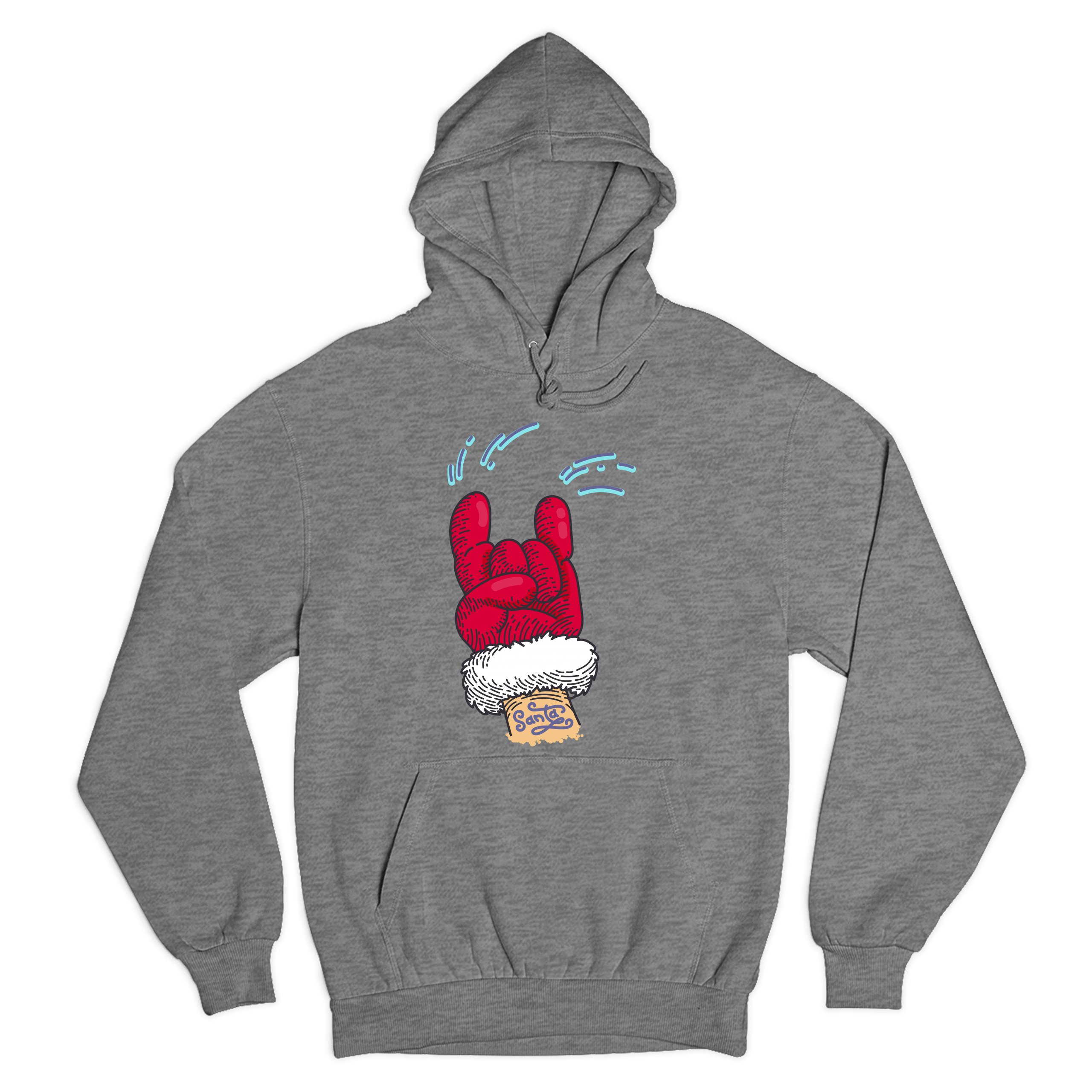 Santa Claus Rock Horns Sweatshirt Merry Christmas Xmas Holiday Spirit Hoodie - Picture 7 of 41