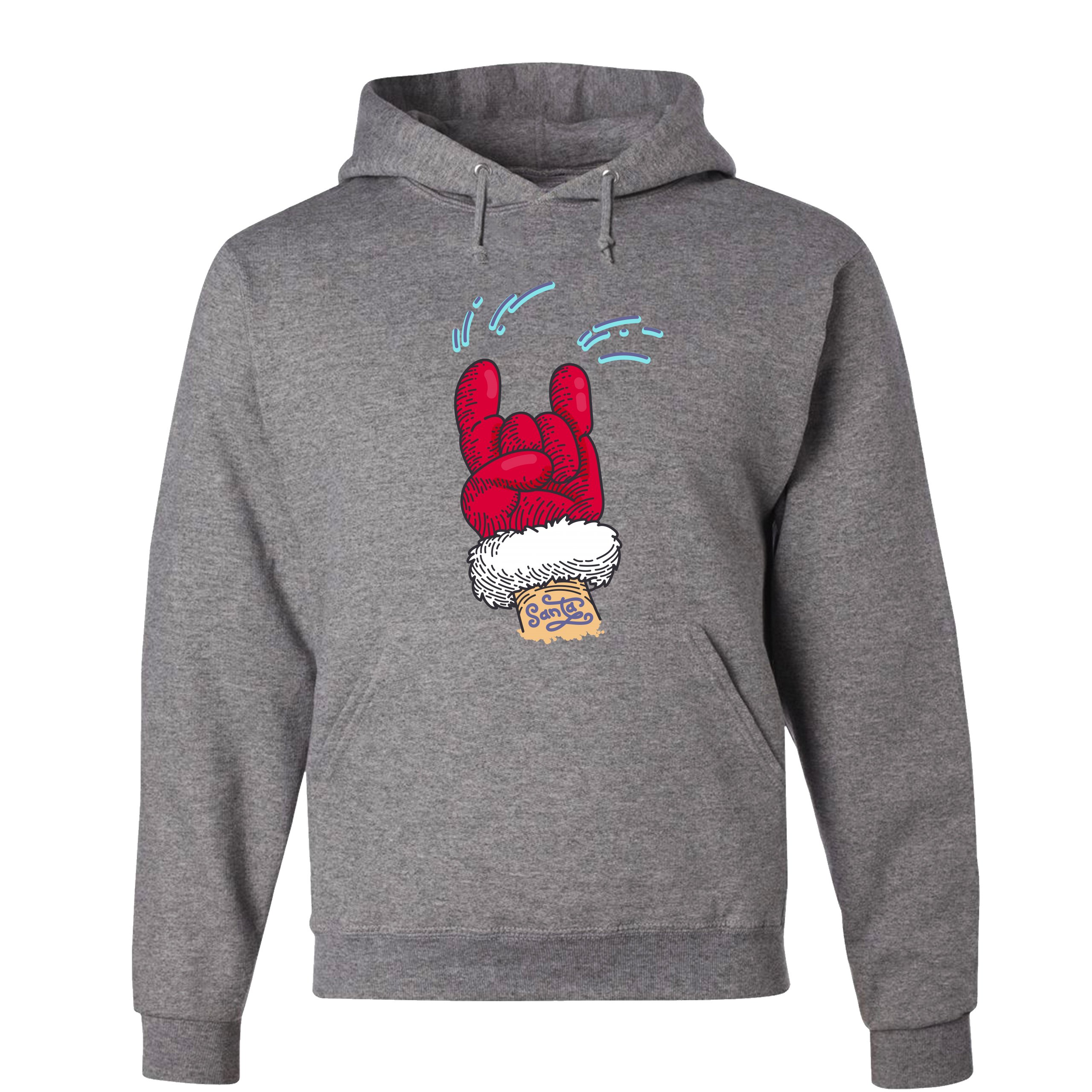 Santa Claus Rock Horns Sweatshirt Merry Christmas Xmas Holiday Spirit Hoodie - Picture 8 of 41