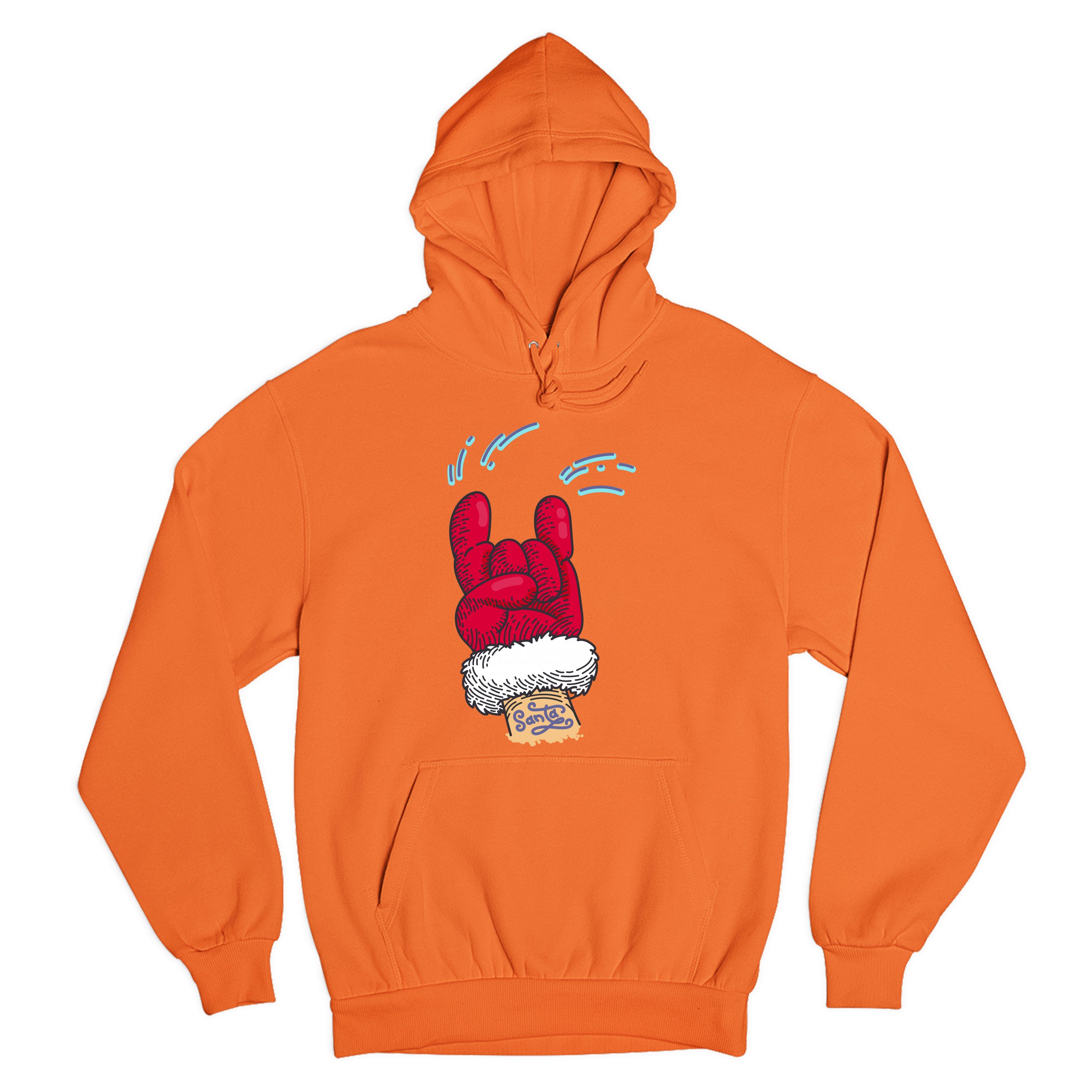 Santa Claus Rock Horns Sweatshirt Merry Christmas Xmas Holiday Spirit Hoodie - Picture 12 of 41