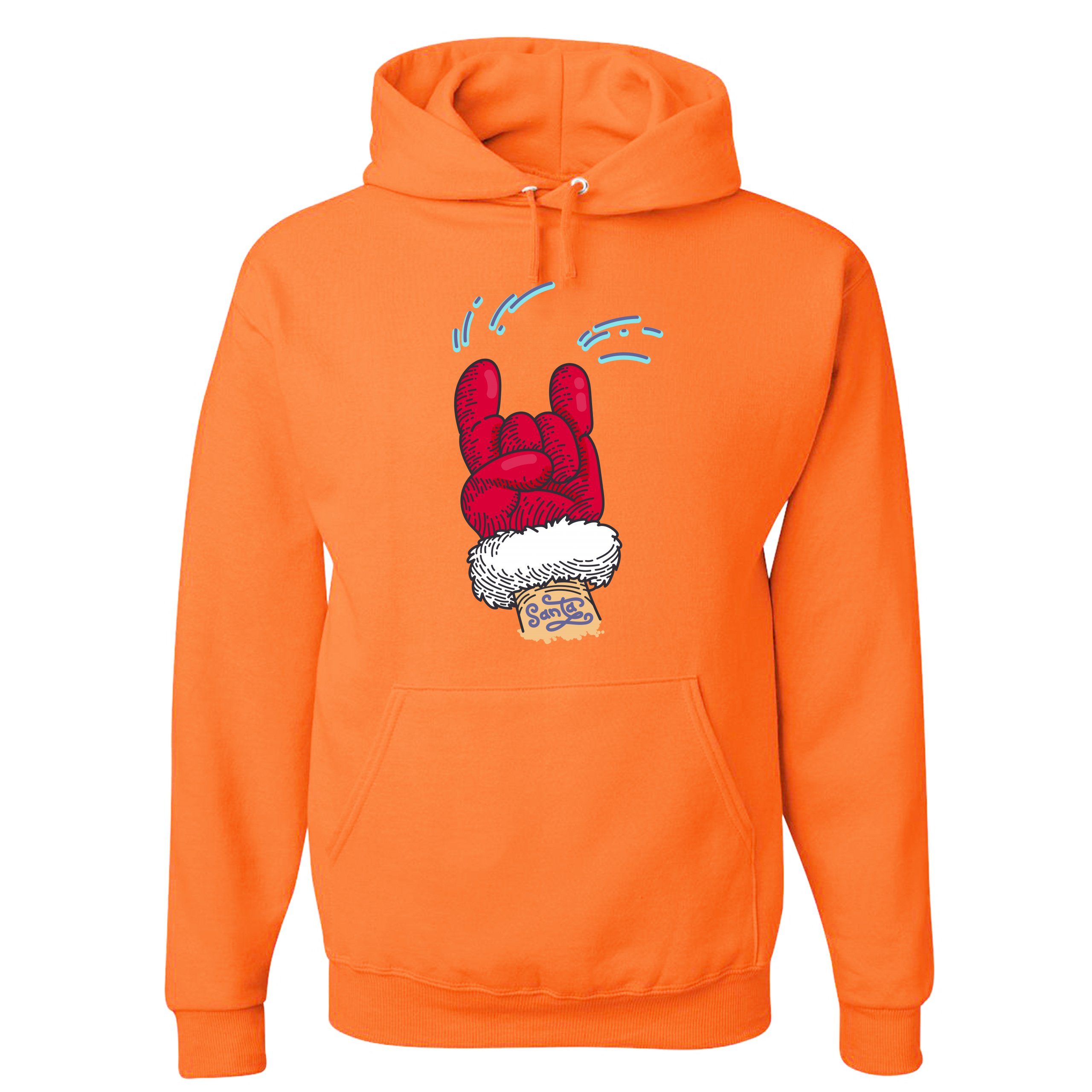 Santa Claus Rock Horns Sweatshirt Merry Christmas Xmas Holiday Spirit Hoodie - Picture 13 of 41