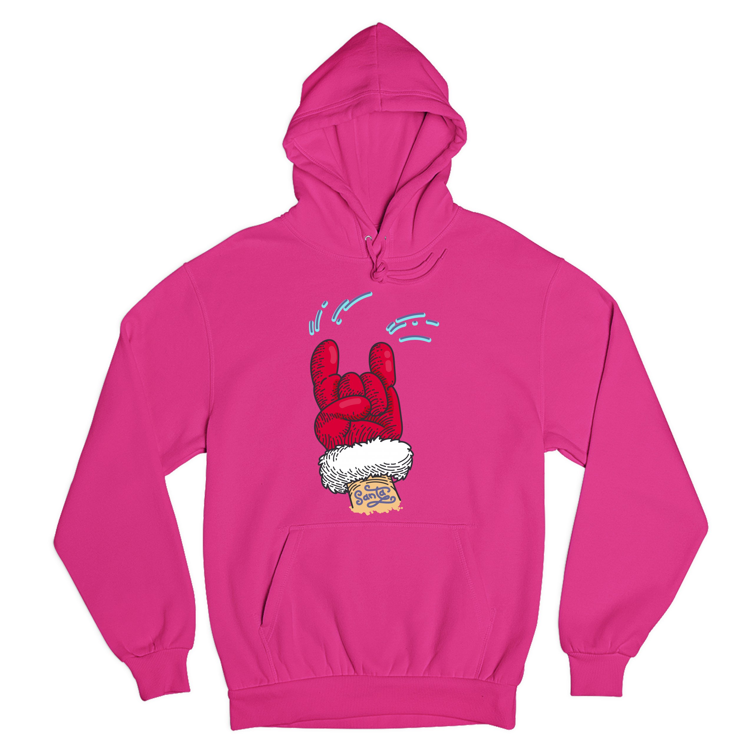 Santa Claus Rock Horns Sweatshirt Merry Christmas Xmas Holiday Spirit Hoodie - Picture 37 of 41