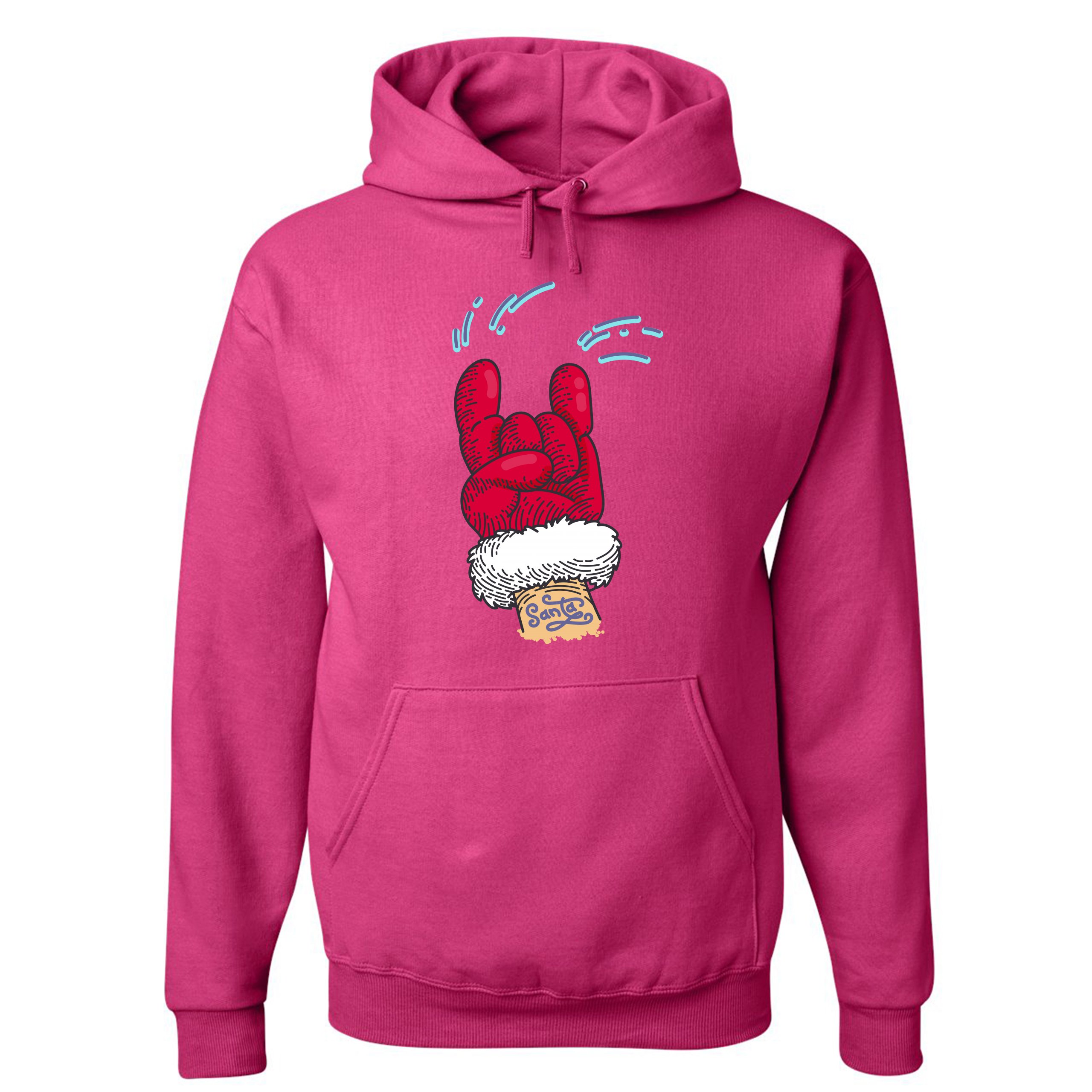 Santa Claus Rock Horns Sweatshirt Merry Christmas Xmas Holiday Spirit Hoodie - Picture 38 of 41