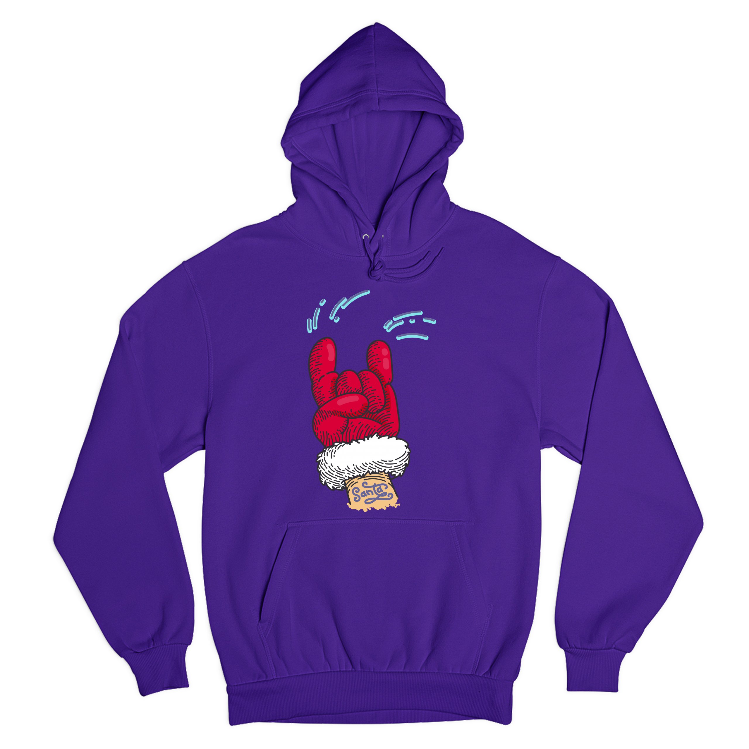 Santa Claus Rock Horns Sweatshirt Merry Christmas Xmas Holiday Spirit Hoodie - Picture 17 of 41