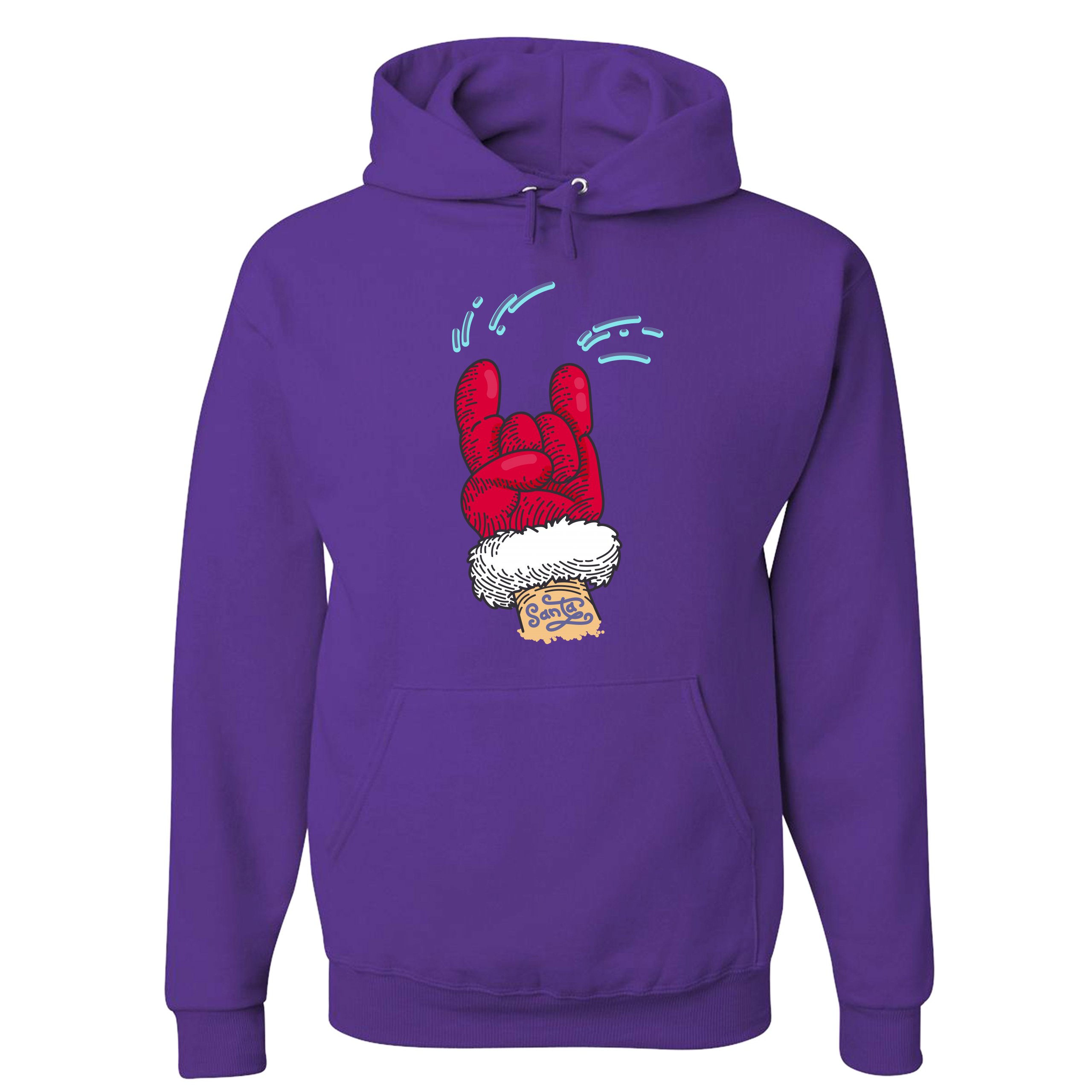 Santa Claus Rock Horns Sweatshirt Merry Christmas Xmas Holiday Spirit Hoodie - Picture 18 of 41