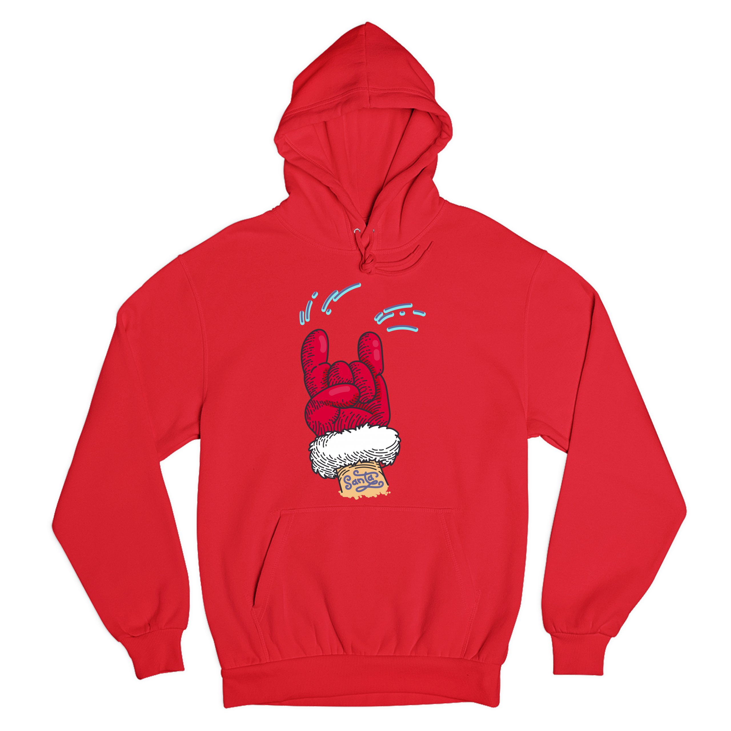 Santa Claus Rock Horns Sweatshirt Merry Christmas Xmas Holiday Spirit Hoodie - Picture 22 of 41