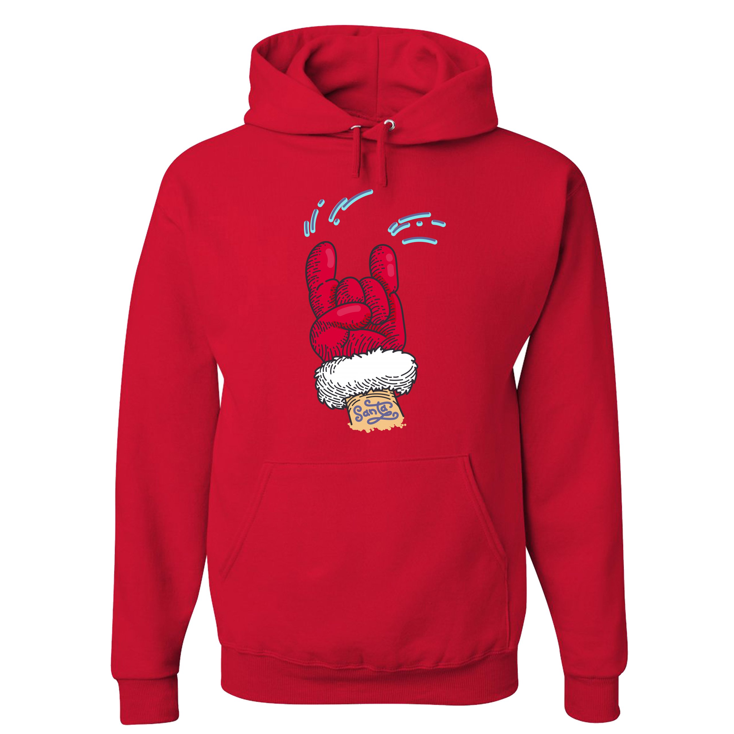 Santa Claus Rock Horns Sweatshirt Merry Christmas Xmas Holiday Spirit Hoodie - Picture 23 of 41