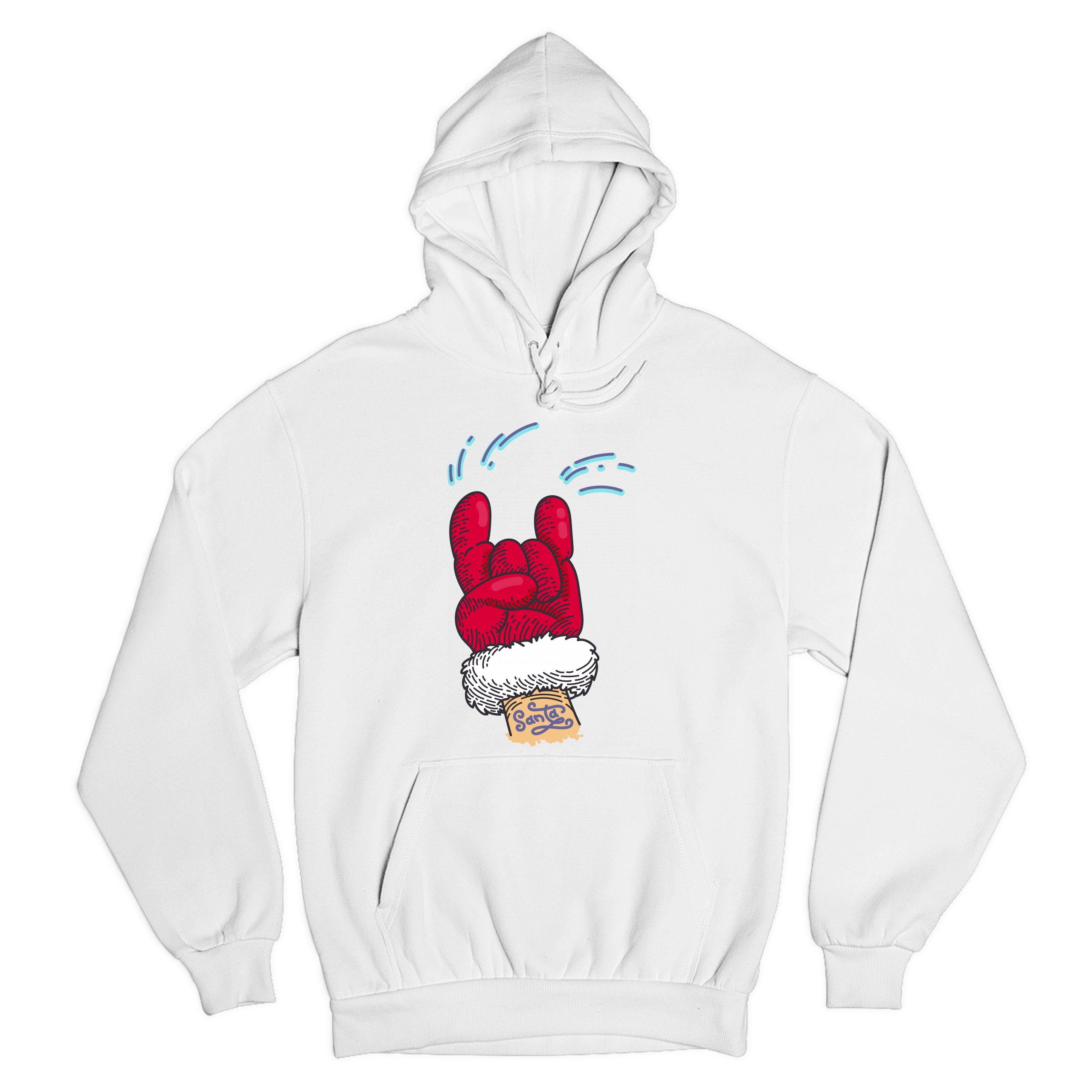 Santa Claus Rock Horns Sweatshirt Merry Christmas Xmas Holiday Spirit Hoodie - Picture 27 of 41