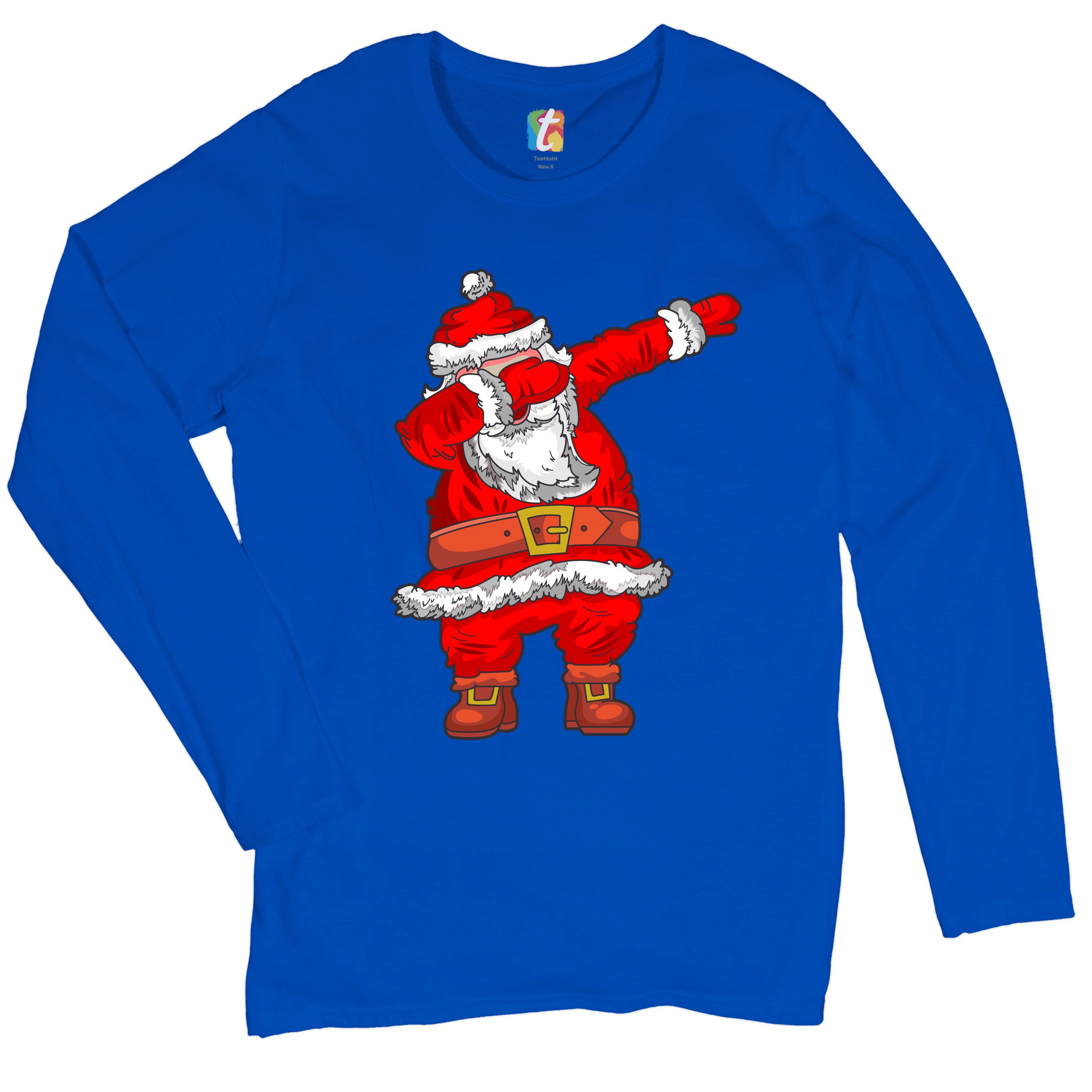 Dabbing Santa Claus Women's Long Sleeve T-shirt Merry Christmas Funny Dab Dance - Picture 22 of 29