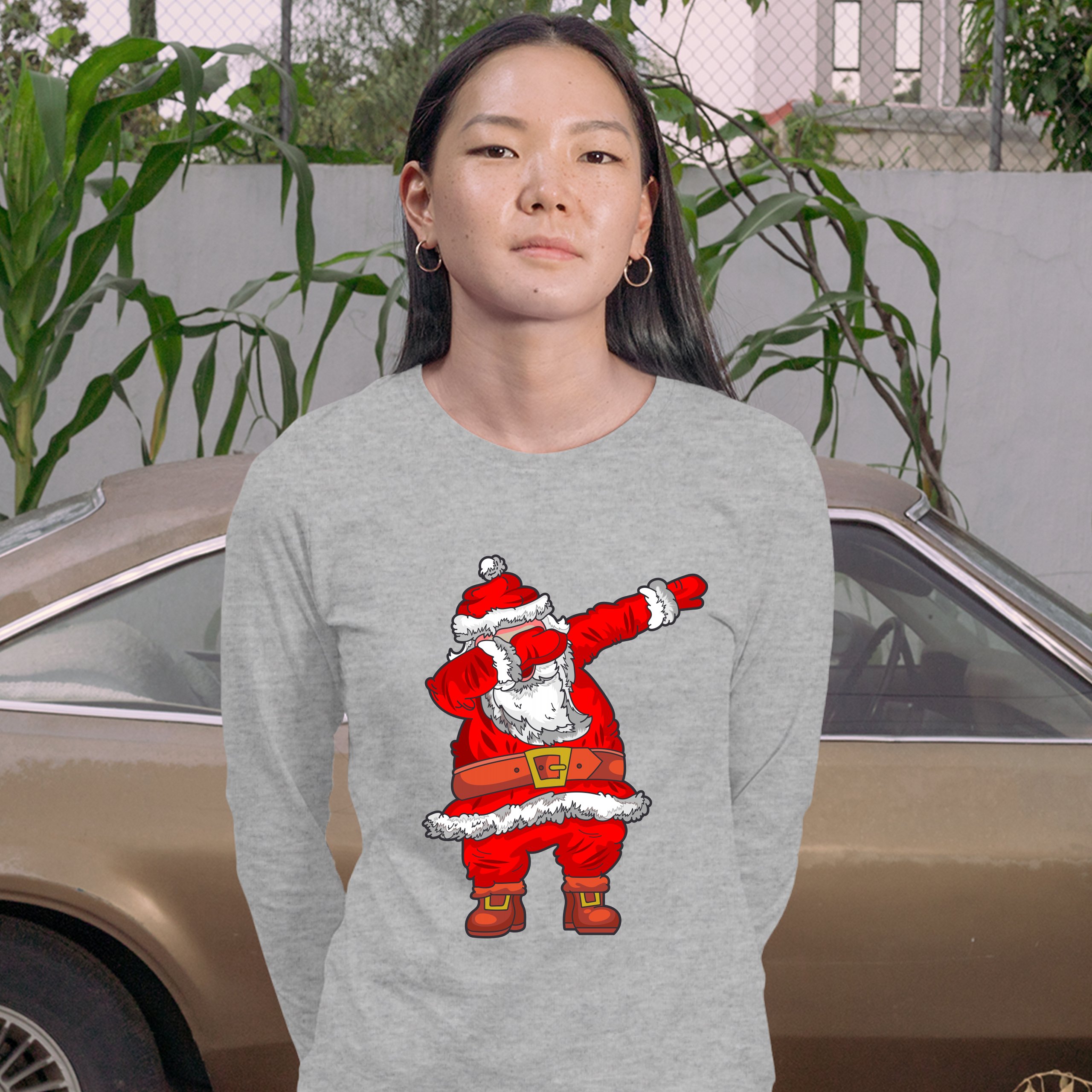 Dabbing Santa Claus Women's Long Sleeve T-shirt Merry Christmas Funny Dab Dance - Picture 9 of 29
