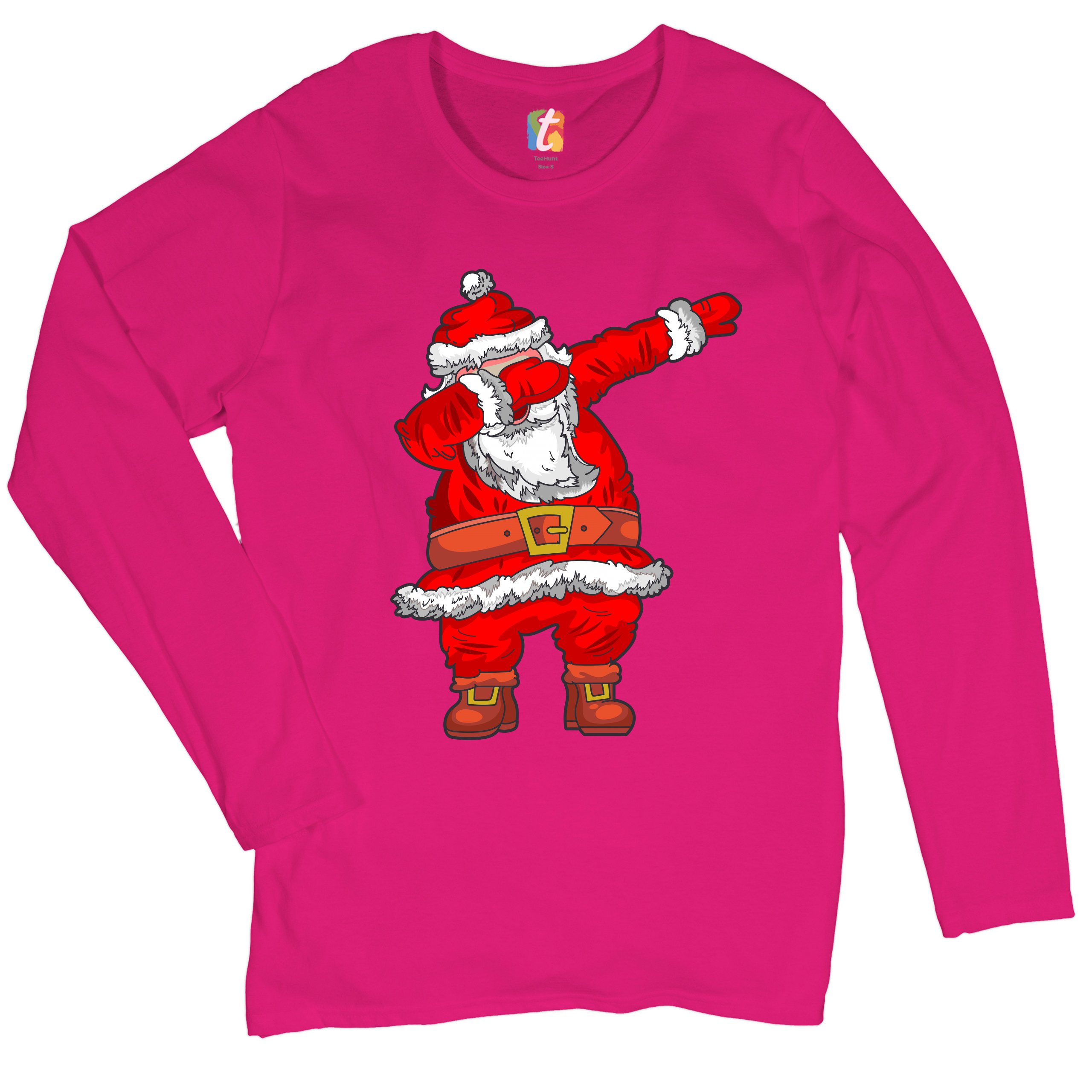 Dabbing Santa Claus Women's Long Sleeve T-shirt Merry Christmas Funny Dab Dance - Picture 26 of 29