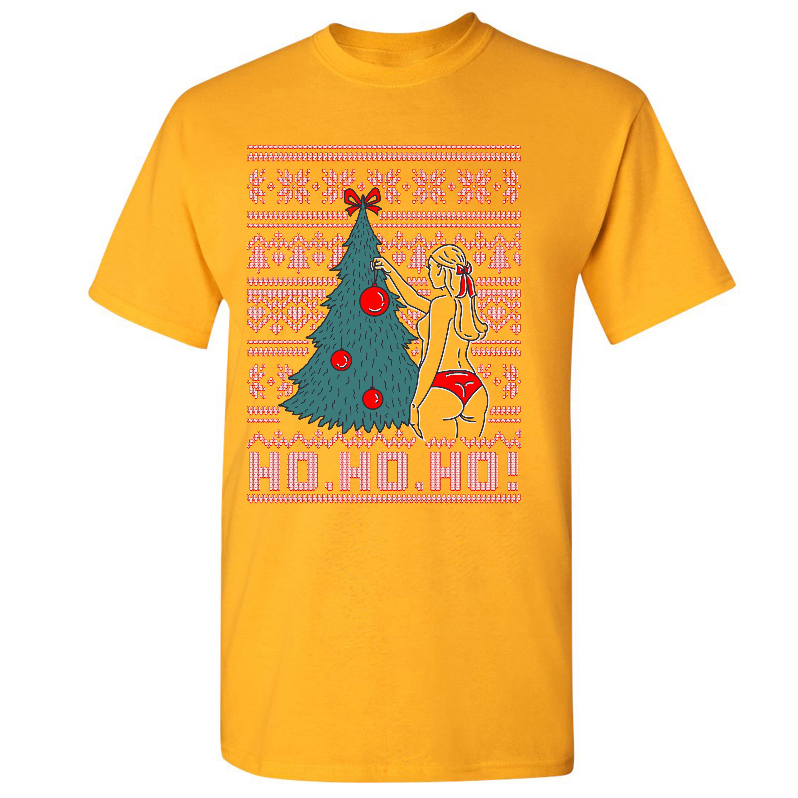 Ho Ho Ho T Shirt Ugly Sweater Christmas Tree Naughty Or Nice Mens Tee Ebay 9882