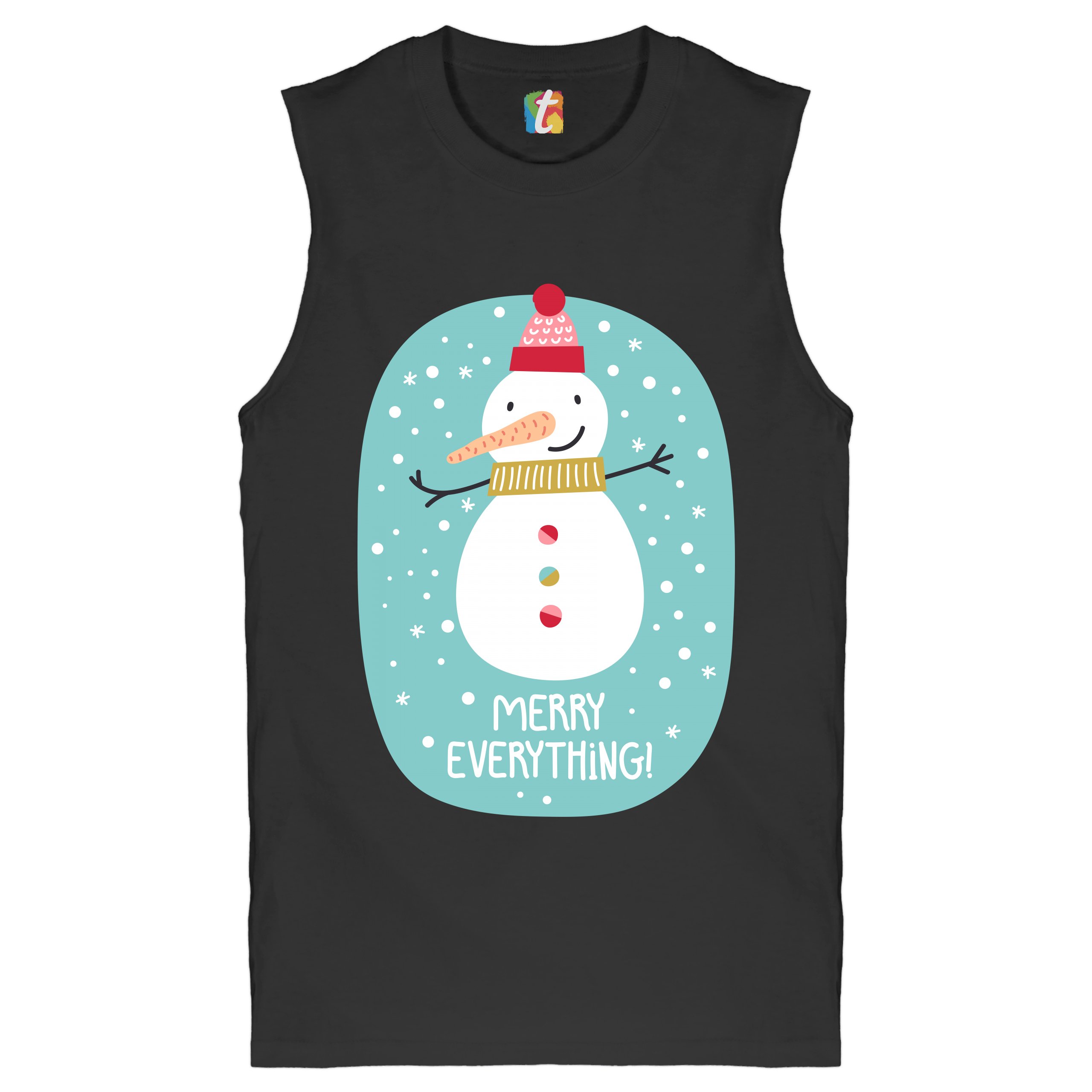 Merry Everything Muscle Shirt Christmas Snowman Holiday Spirit Xmas Men’s