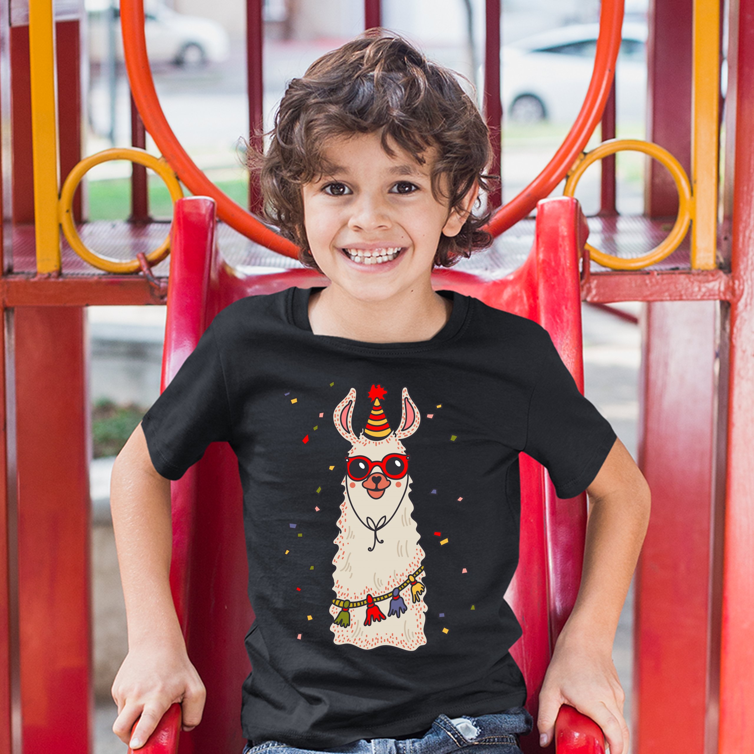 Christmas Llama Youth T-shirt Merry and Bright Let It Snow Funny Xmas Kids - Picture 9 of 29