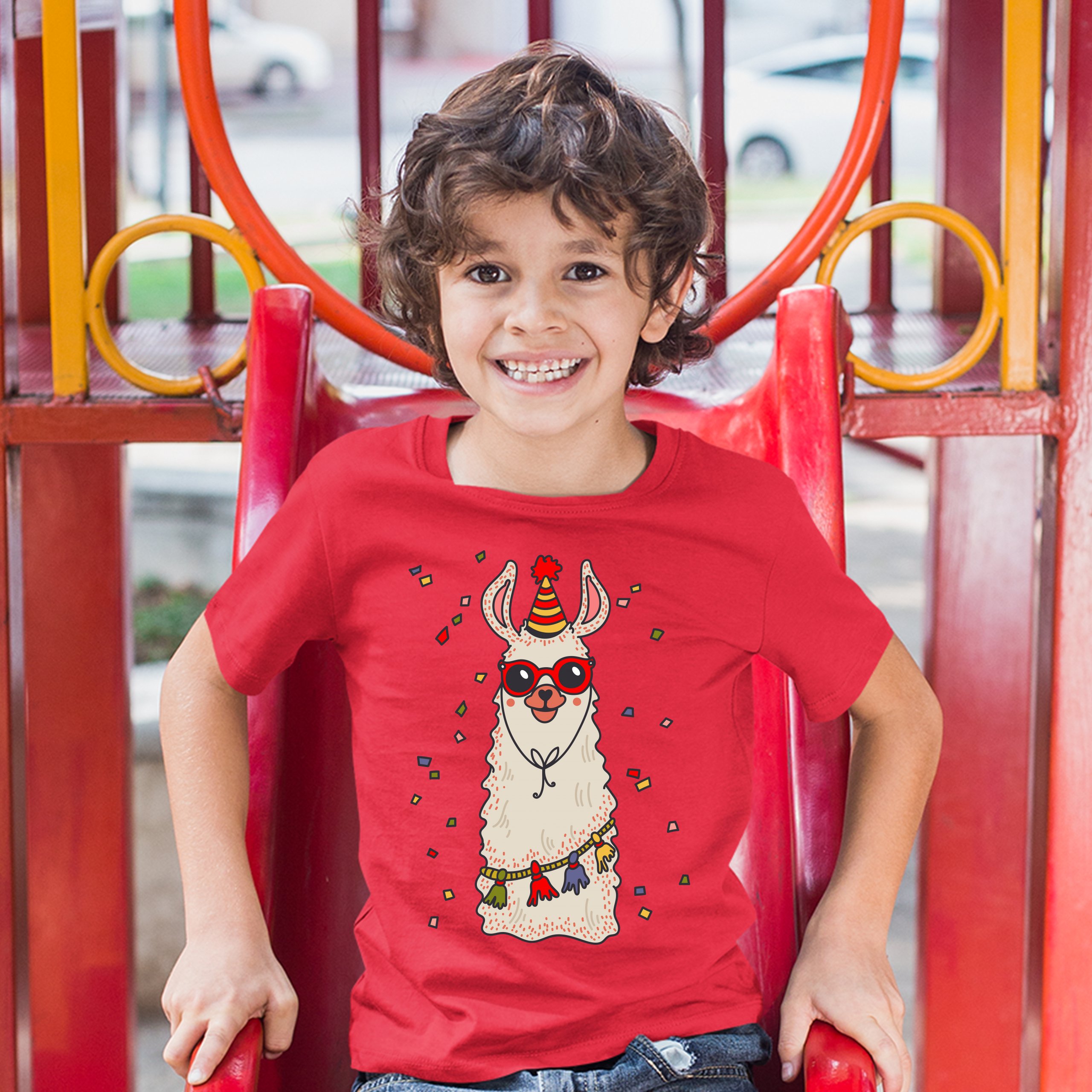 Christmas Llama Youth T-shirt Merry and Bright Let It Snow Funny Xmas Kids - Picture 17 of 29