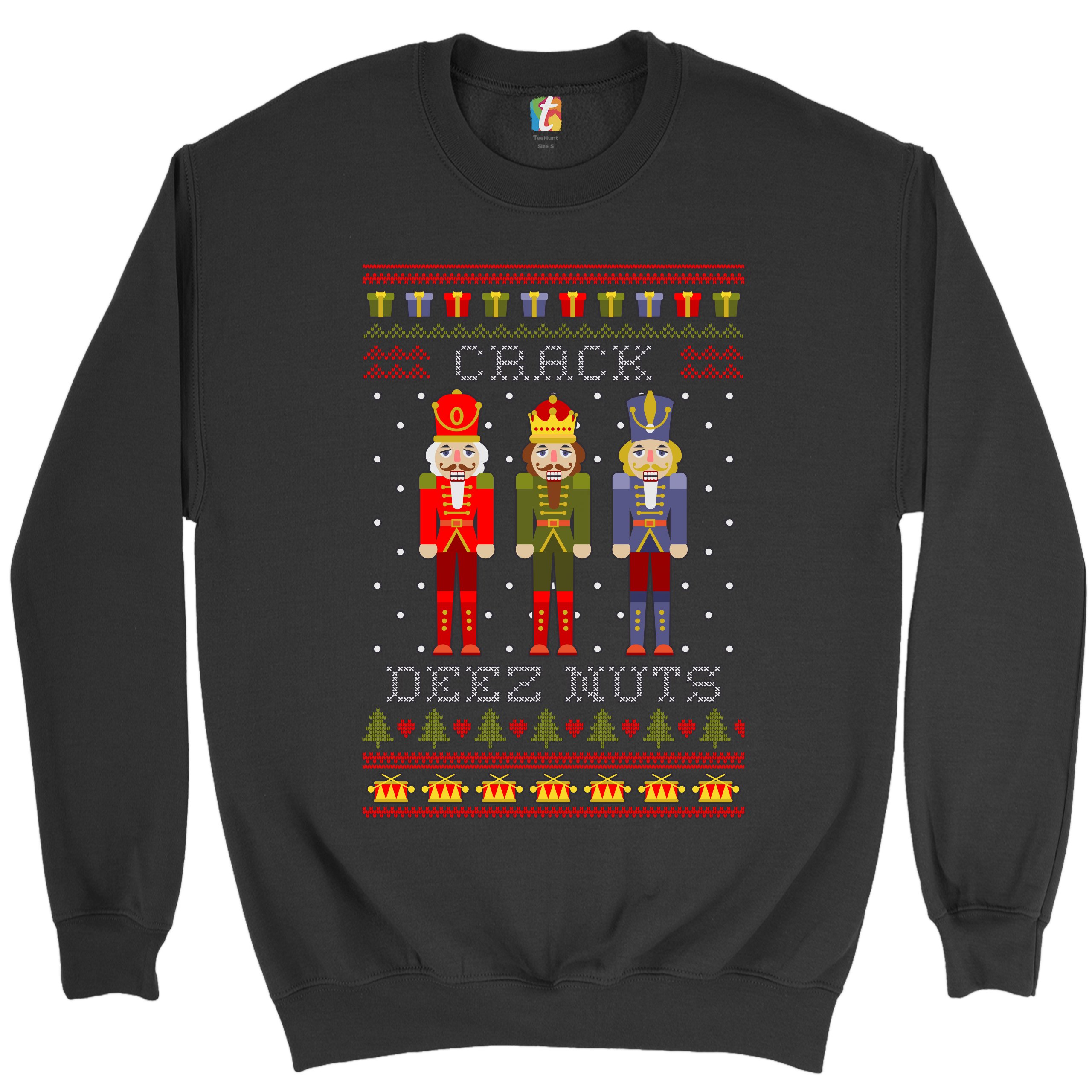 Crack Deez Nuts Sweatshirt Funny Christmas Nutcracker Ugly Sweater Crewneck