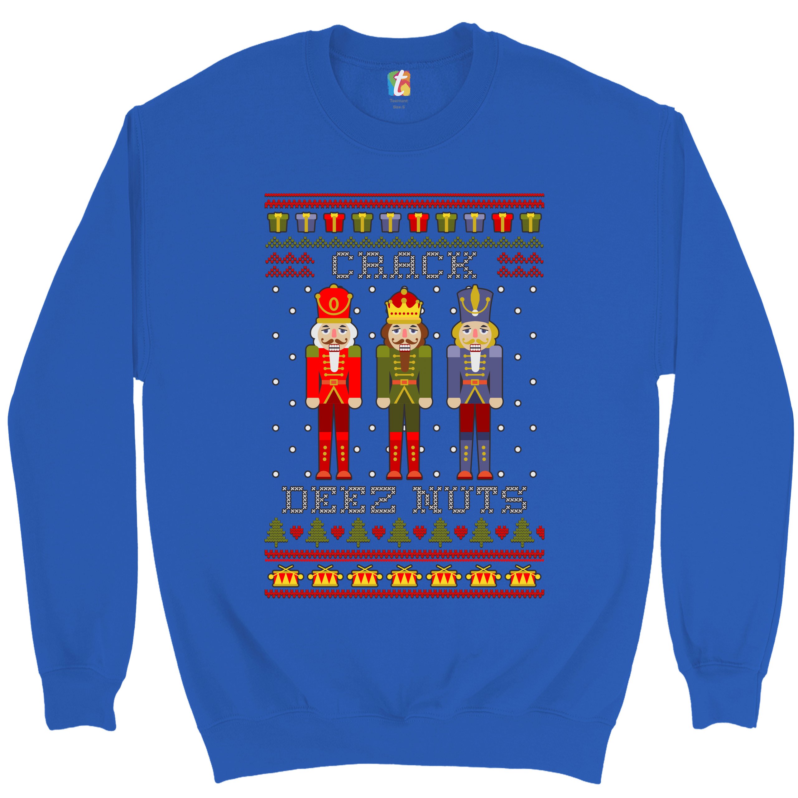 Crack Deez Nuts Sweatshirt Funny Christmas Nutcracker Ugly Sweater Crewneck