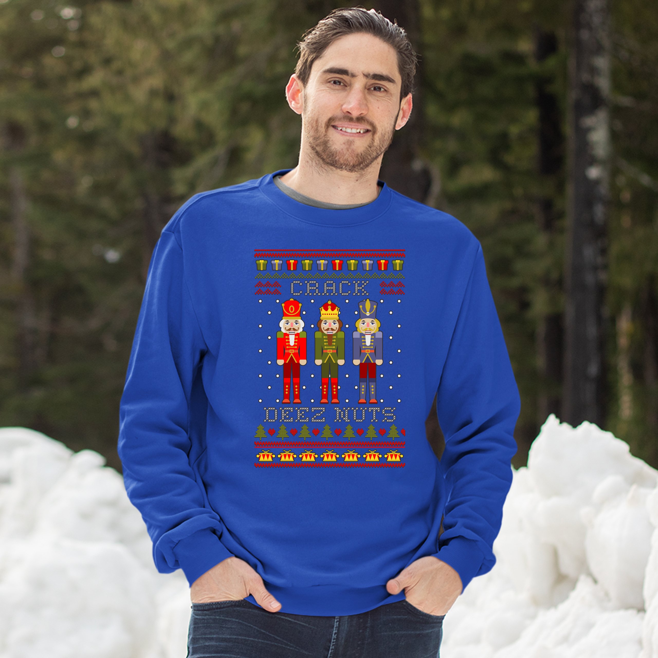 Crack Deez Nuts Sweatshirt Funny Christmas Nutcracker Ugly Sweater Crewneck