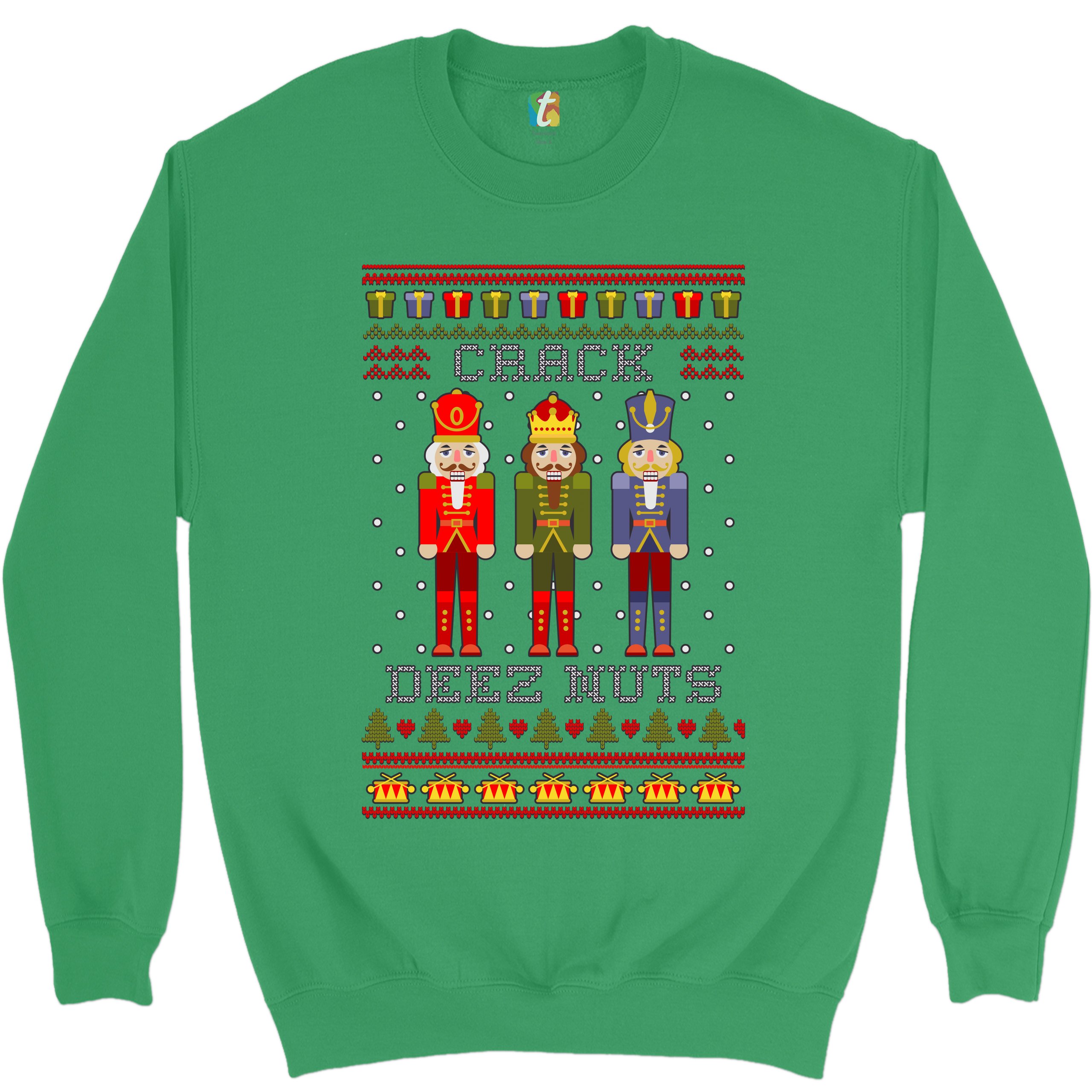 Crack Deez Nuts Sweatshirt Funny Christmas Nutcracker Ugly Sweater Crewneck