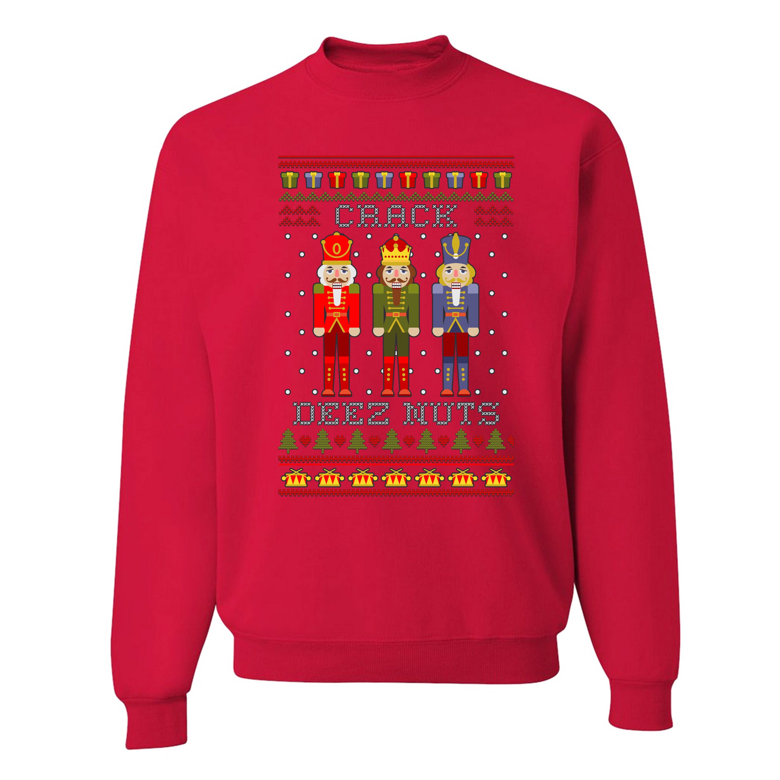 Crack Deez Nuts Sweatshirt Funny Christmas Nutcracker Ugly Sweater Crewneck