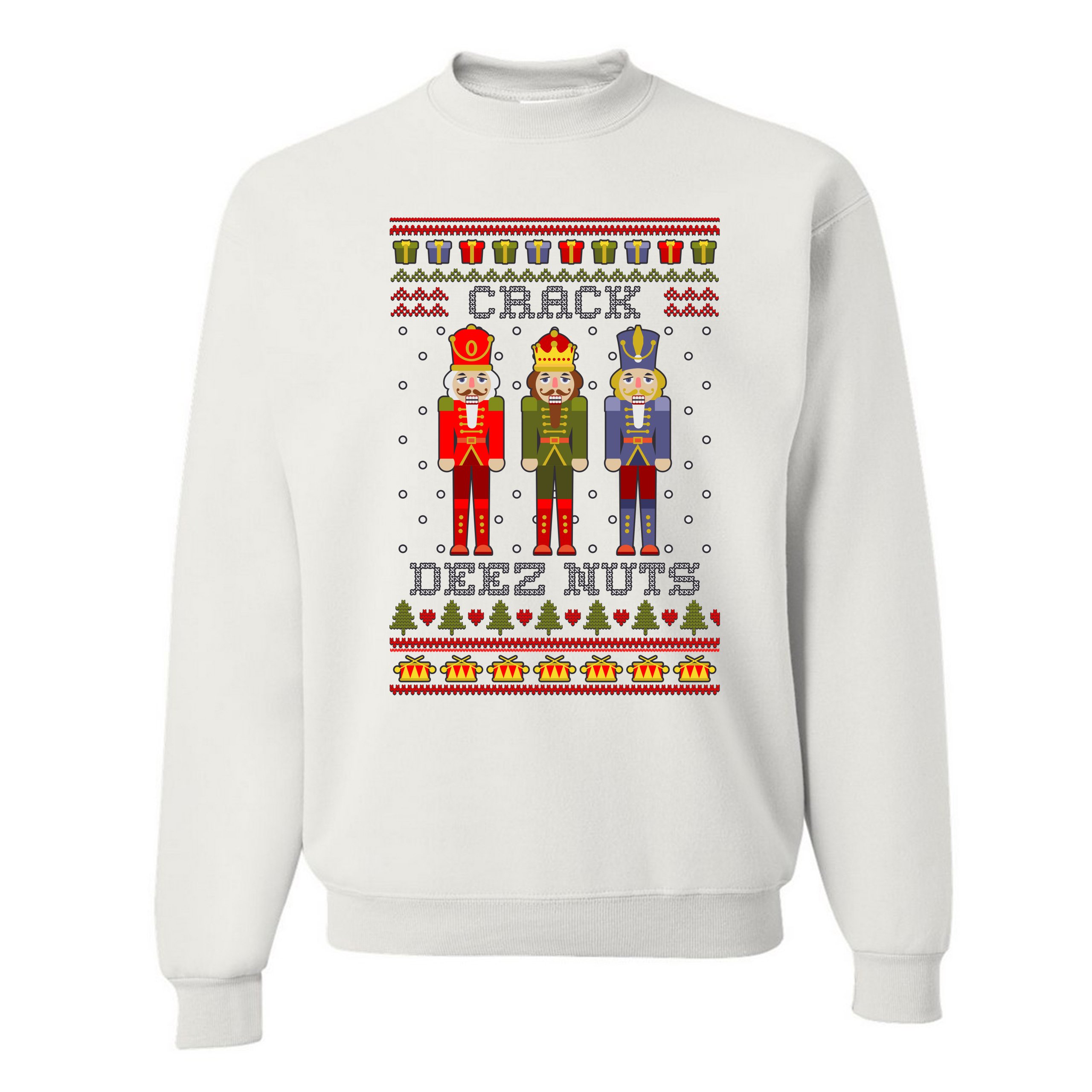 Crack Deez Nuts Sweatshirt Funny Christmas Nutcracker Ugly Sweater Crewneck