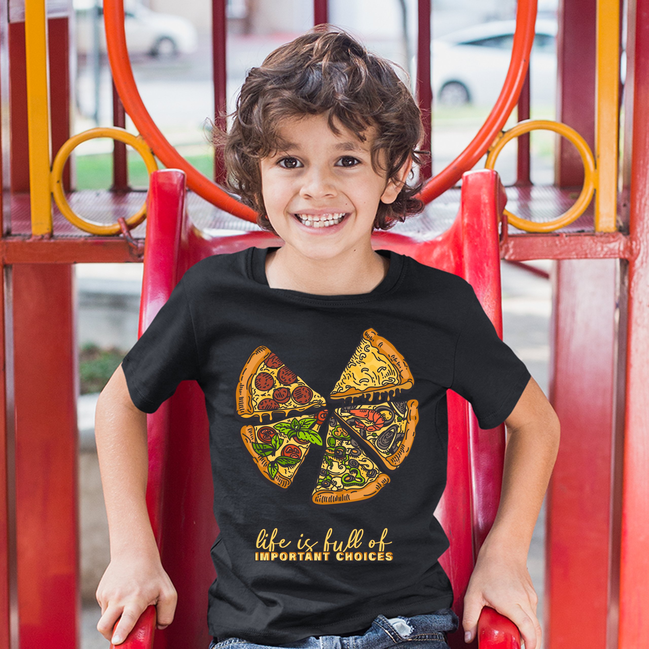 Life Is Full of Important Choices Youth T-shirt Funny Pepperoni Pizza Kids - Picture 5 of 29