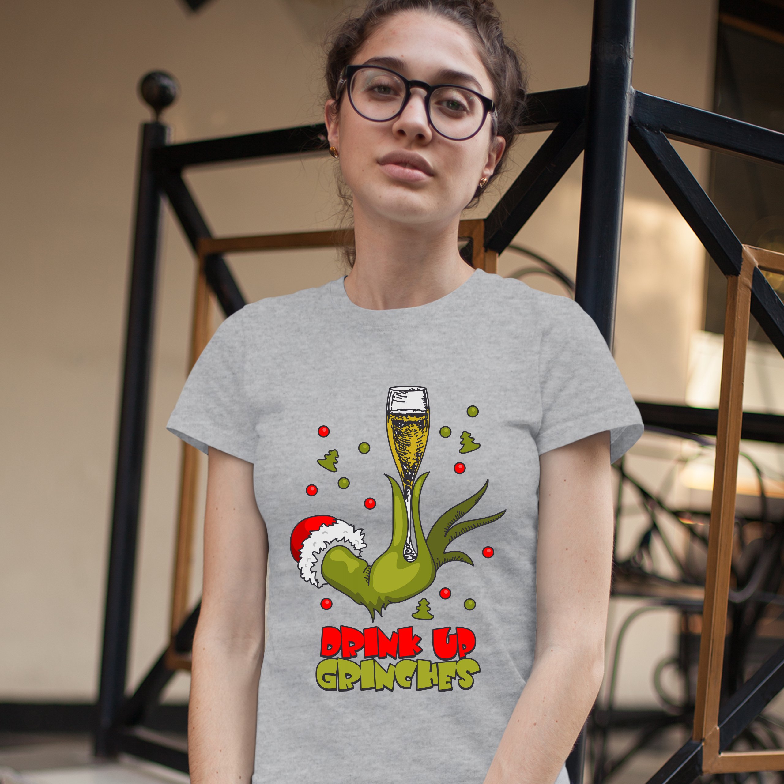 Drink Up Grinches T-Shirt Funny Christmas Drinking Women's Tee